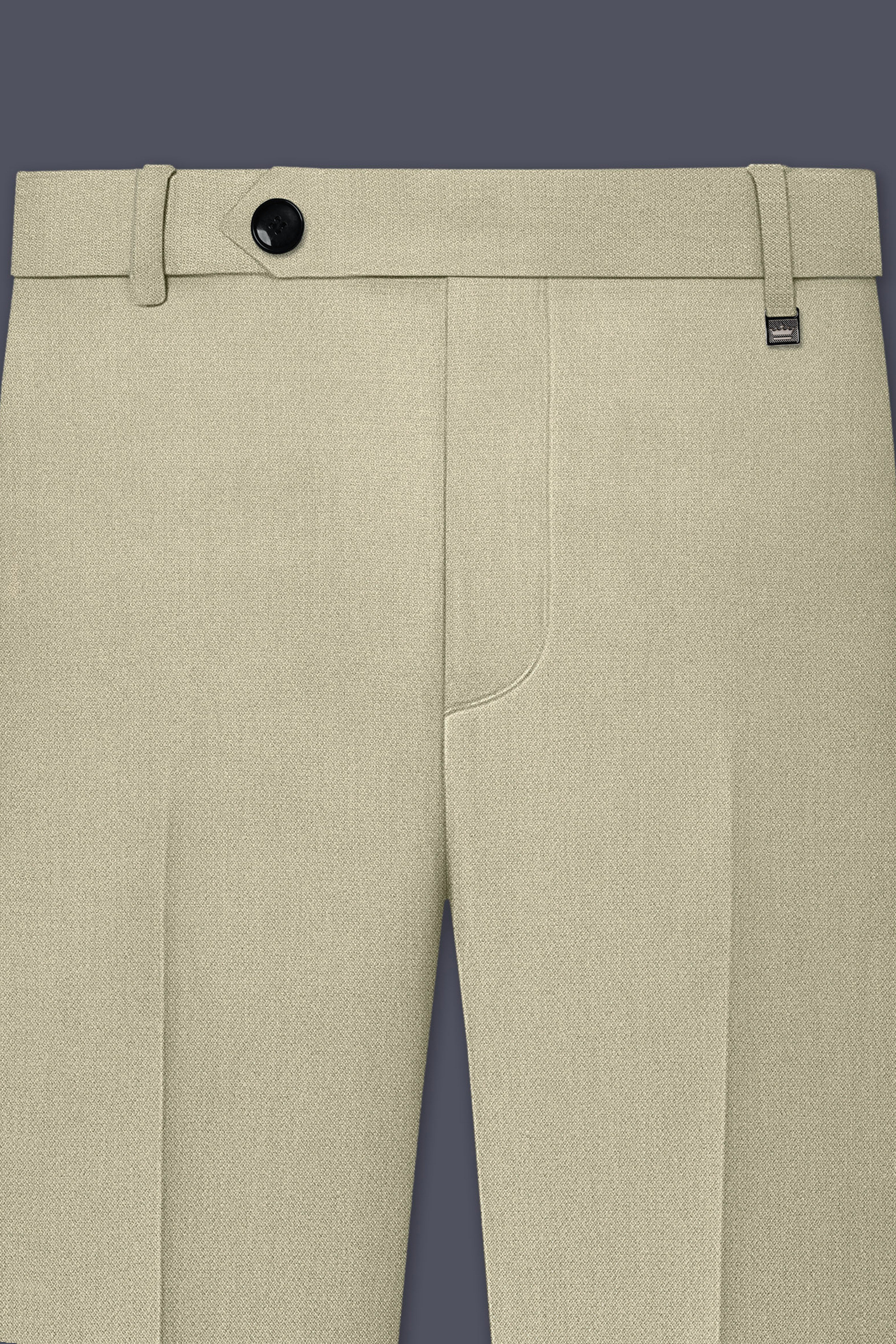 Cedar-Tallow Green Diamond Textured Wool Rich Slight Stretch Waistband Pant
