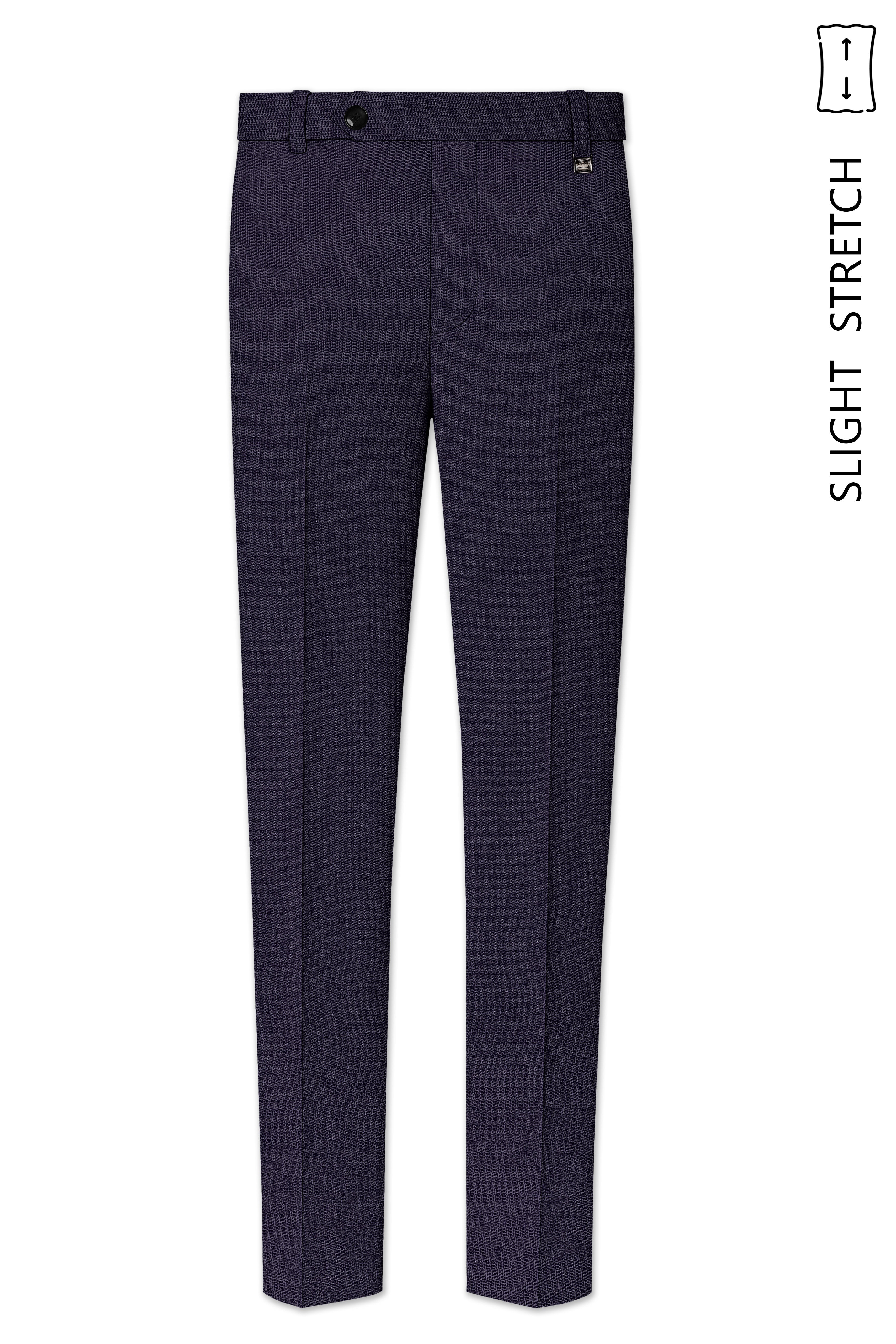 Vesper-Bastille Purple Diamond Textured Wool Rich Slight Stretch Waistband Pant