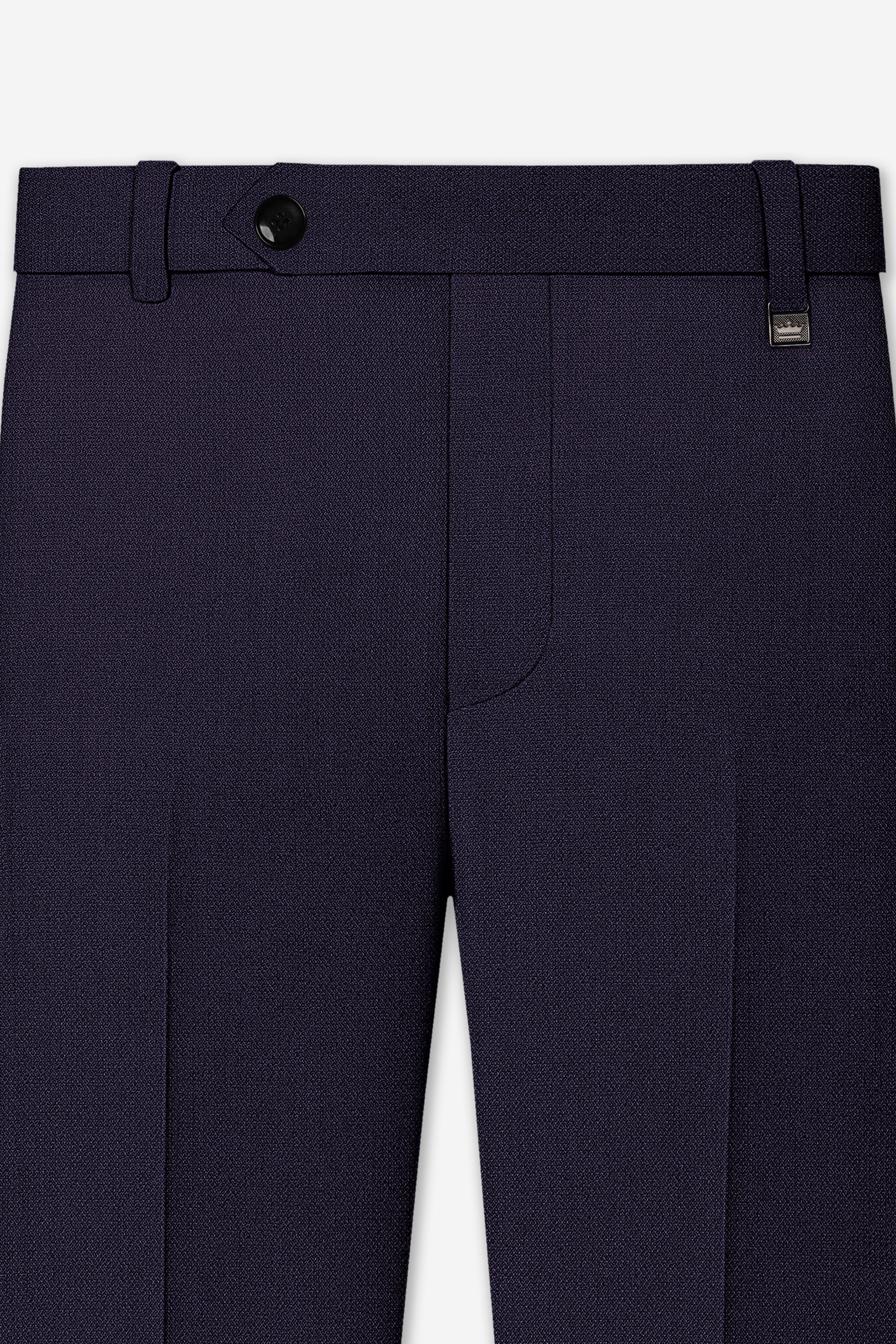 Vesper-Bastille Purple Diamond Textured Wool Rich Slight Stretch Waistband Pant