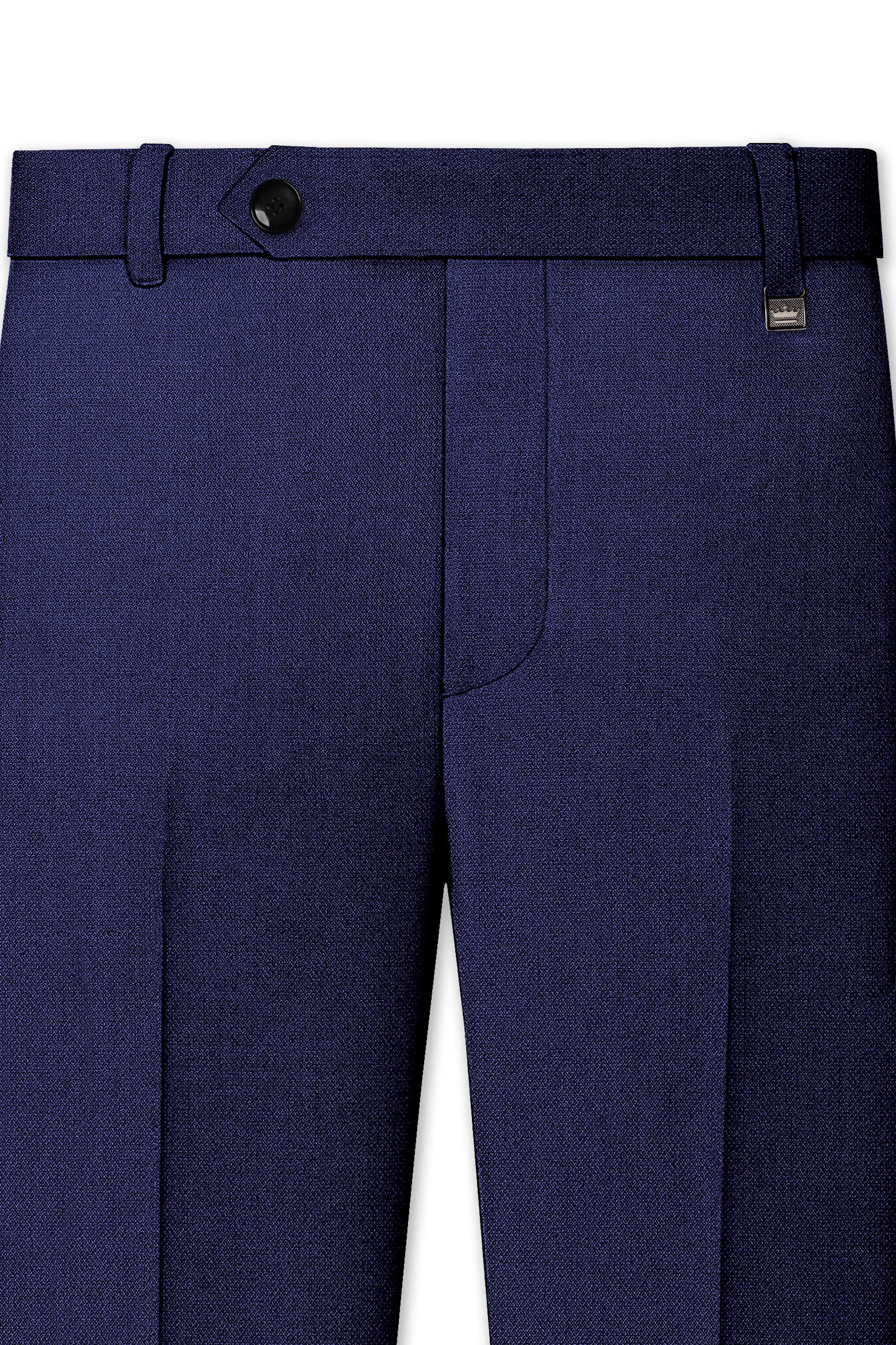 Orion-Vulcan Blue Diamond Textured Wool Rich Slight Stretch Waistband Pant