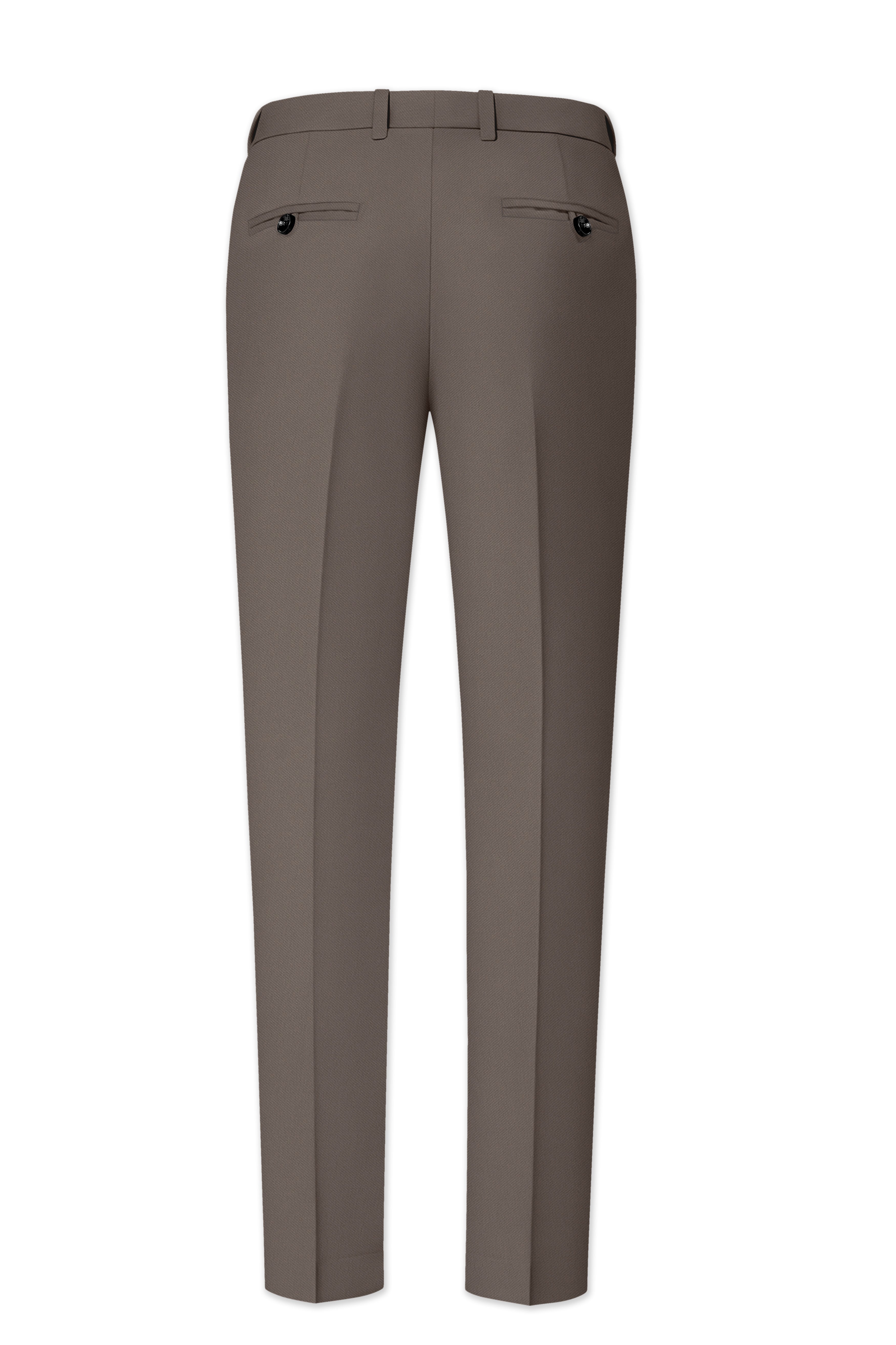 Monarch-Korean Flint Brown 4-Way Stretch Wrinkle-Free Wool Rich Stretchable Waistband Pant