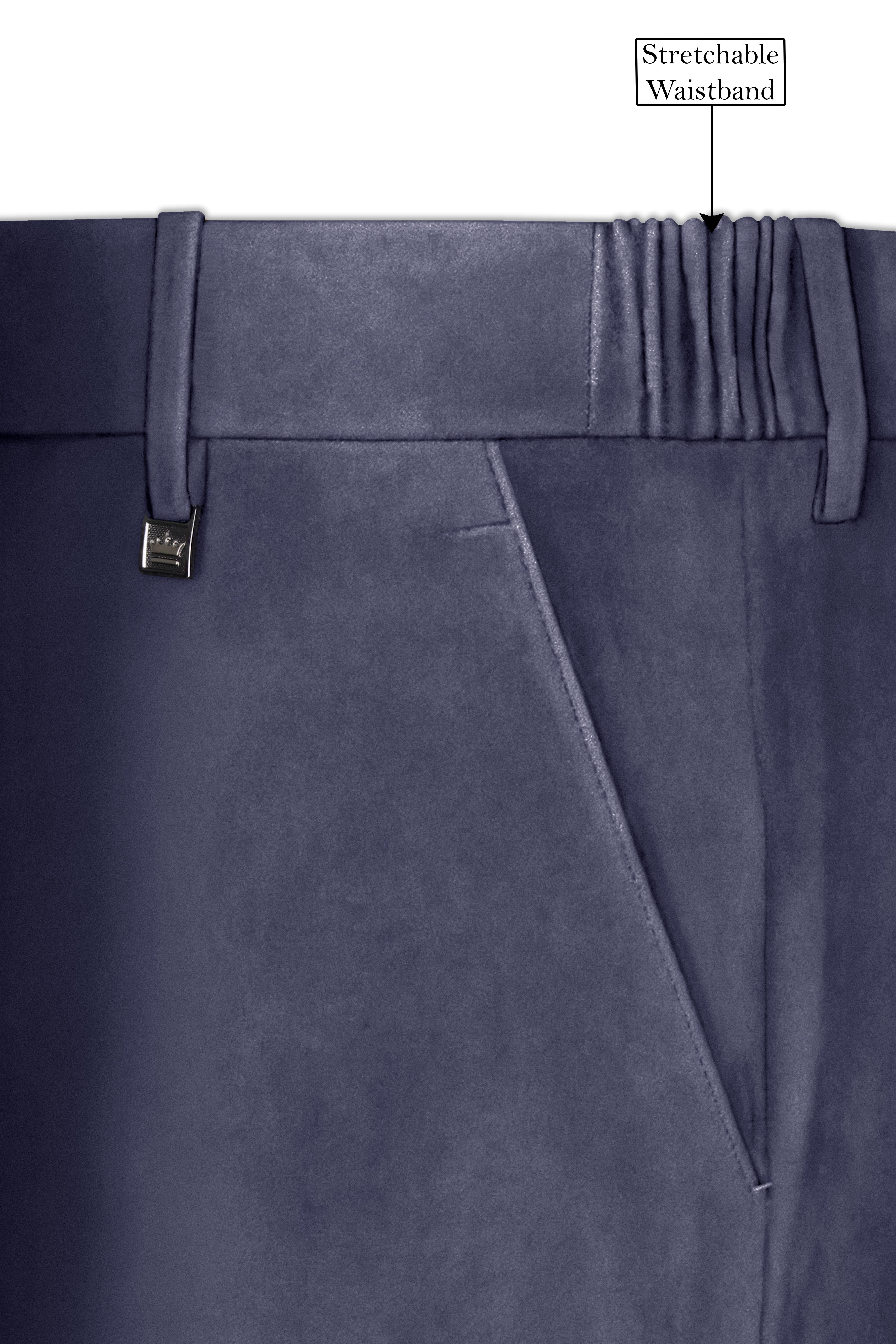 Imperium-Gun Powder Gray Velvet Stretchable Waistband Pant