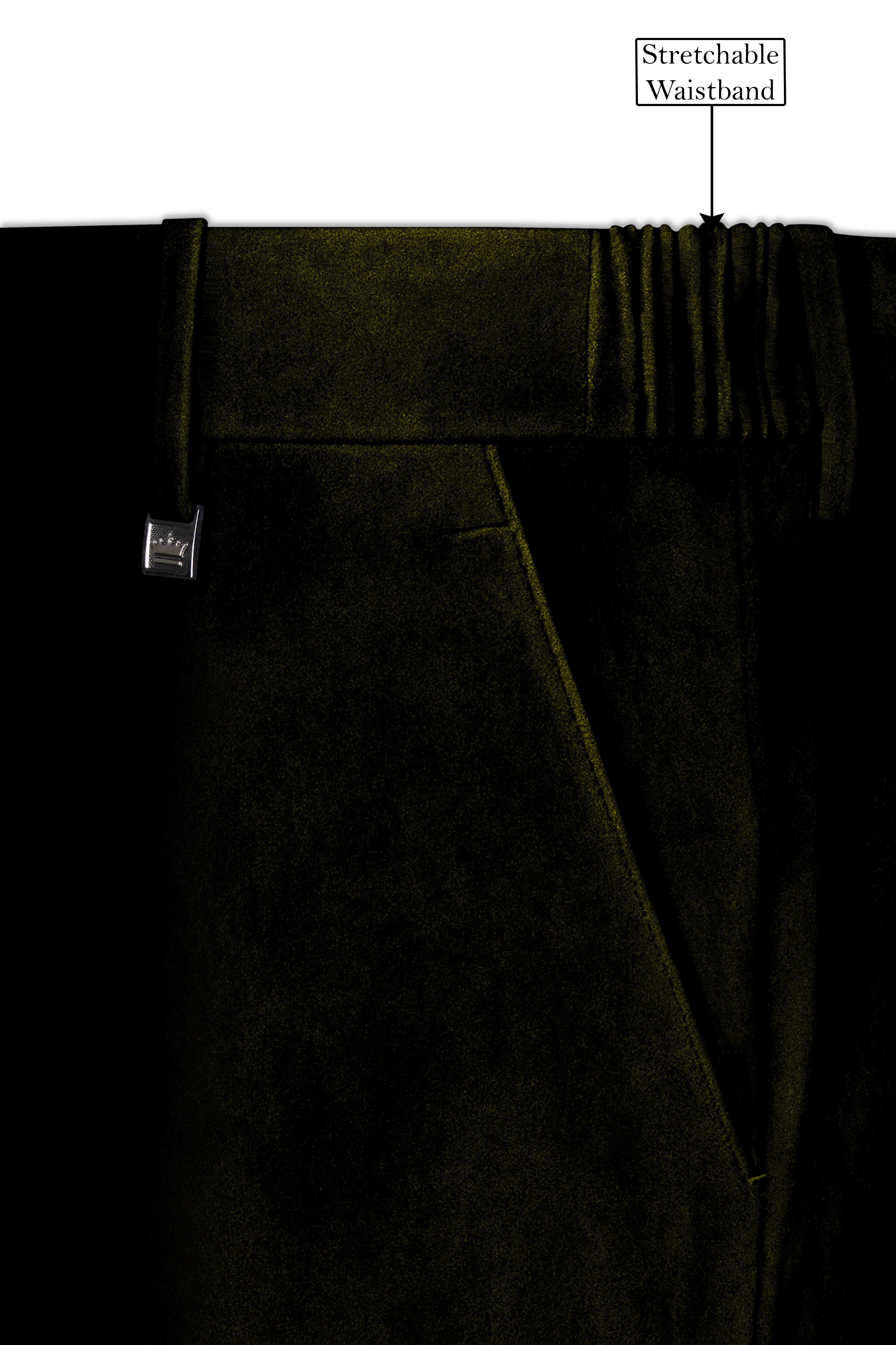 Montverde-Rangoon Green Velvet Stretchable Waistband Pant