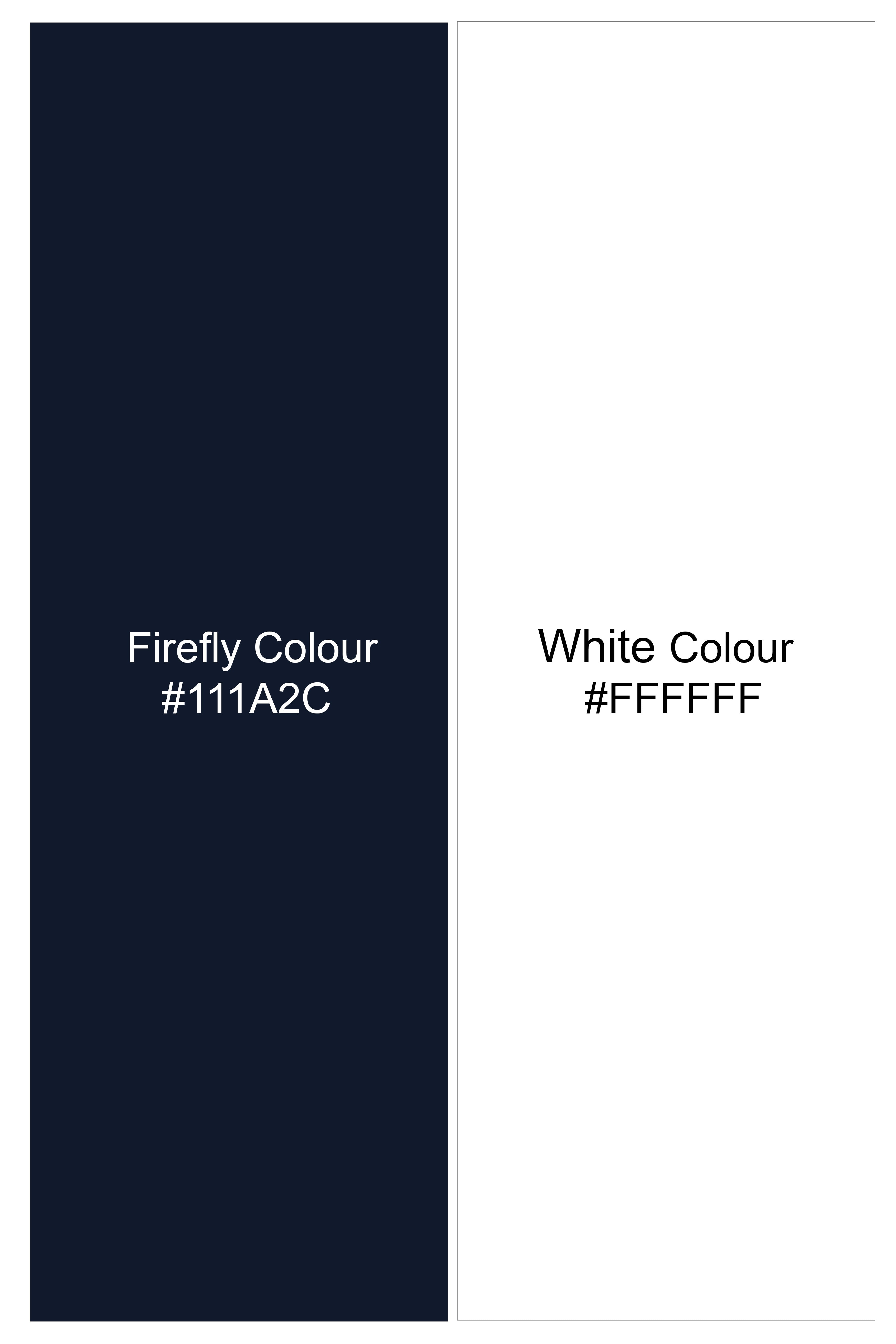 Azureon-Firefly Blue And Bright White Chalk Striped Wool Rich Slight Stretch Waistband Pant