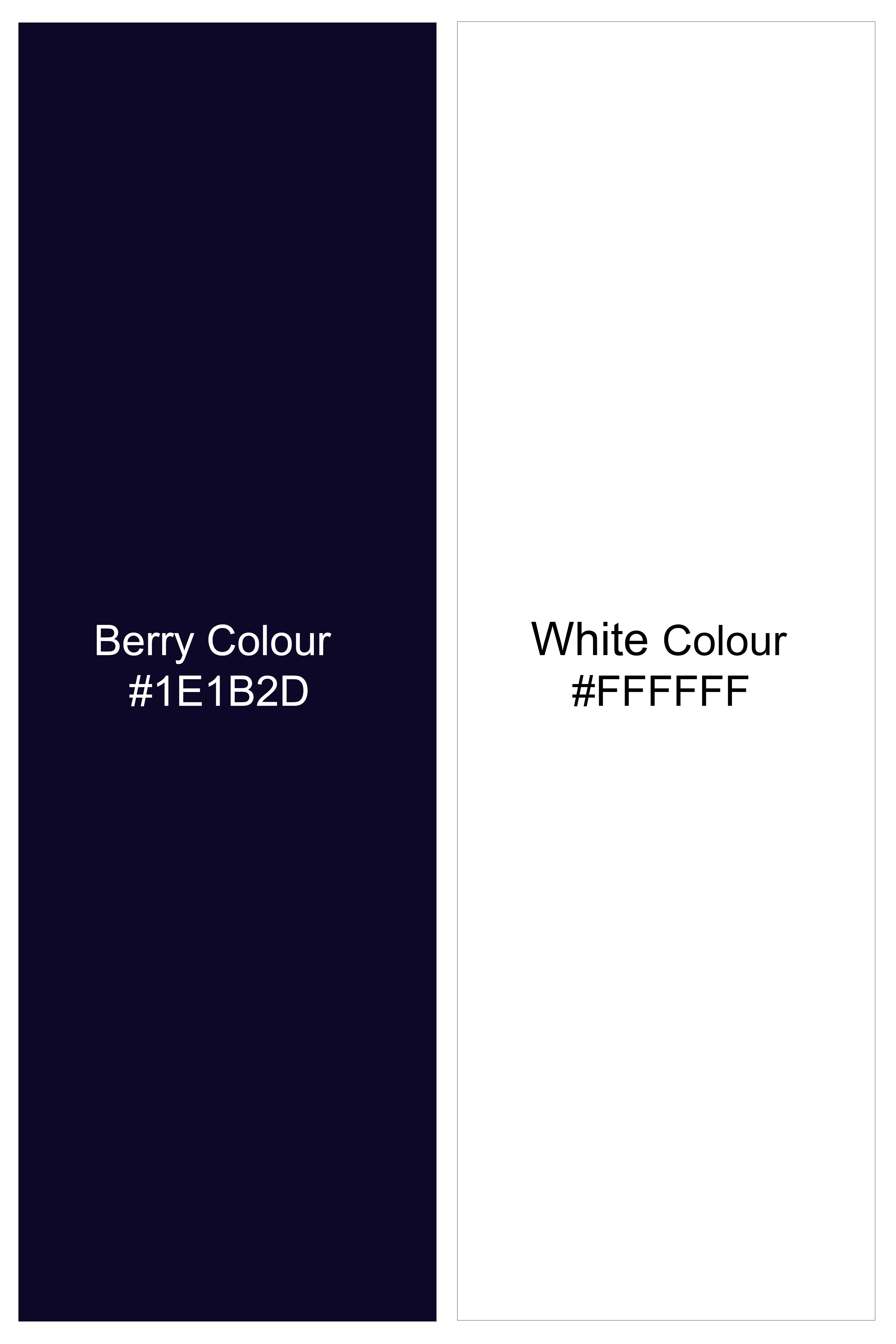 Ascot-Berry Blue And Bright White Chalk Striped Wool Rich Slight Stretch Waistband Pant