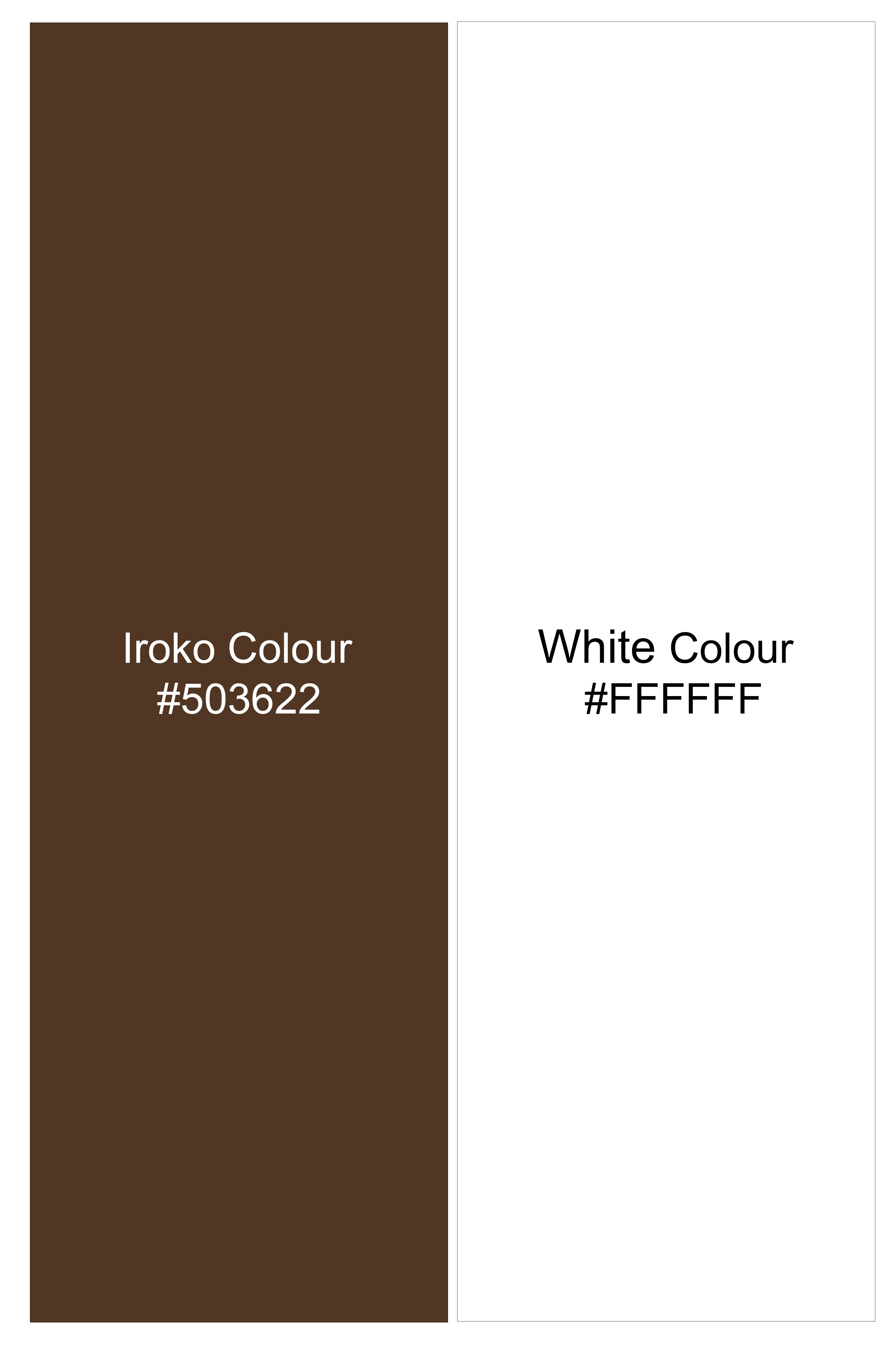 Bristol-Iroko Brown And Bright White Chalk Striped Wool Rich Slight Stretch Waistband Pant