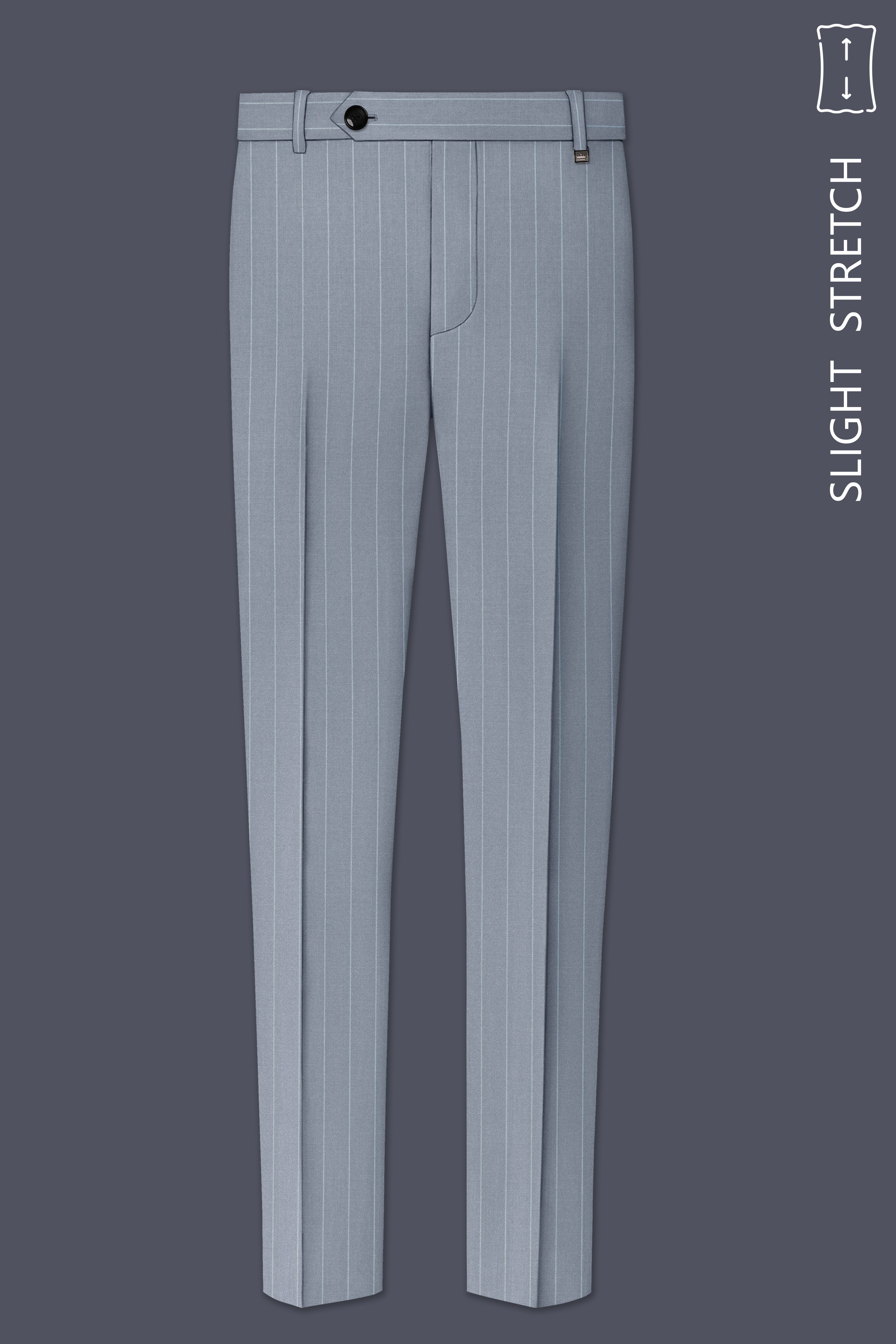 Prestige-Regent Gray And Bright White Chalk Striped Wool Rich Slight Stretch Waistband Pant