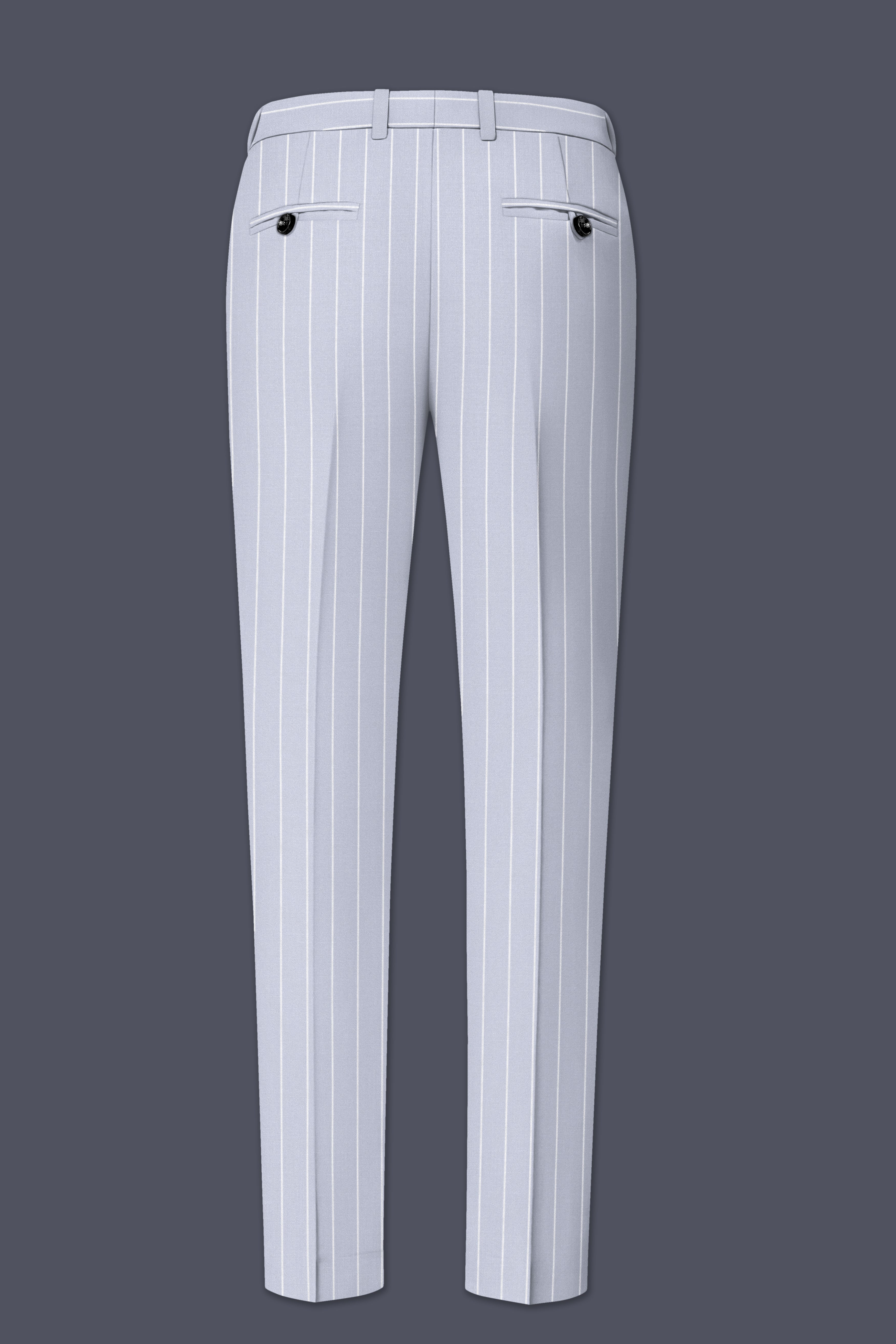Axiom-Loblolly Gray And Bright White Chalk Striped Wool Rich Slight Stretch Waistband Pant