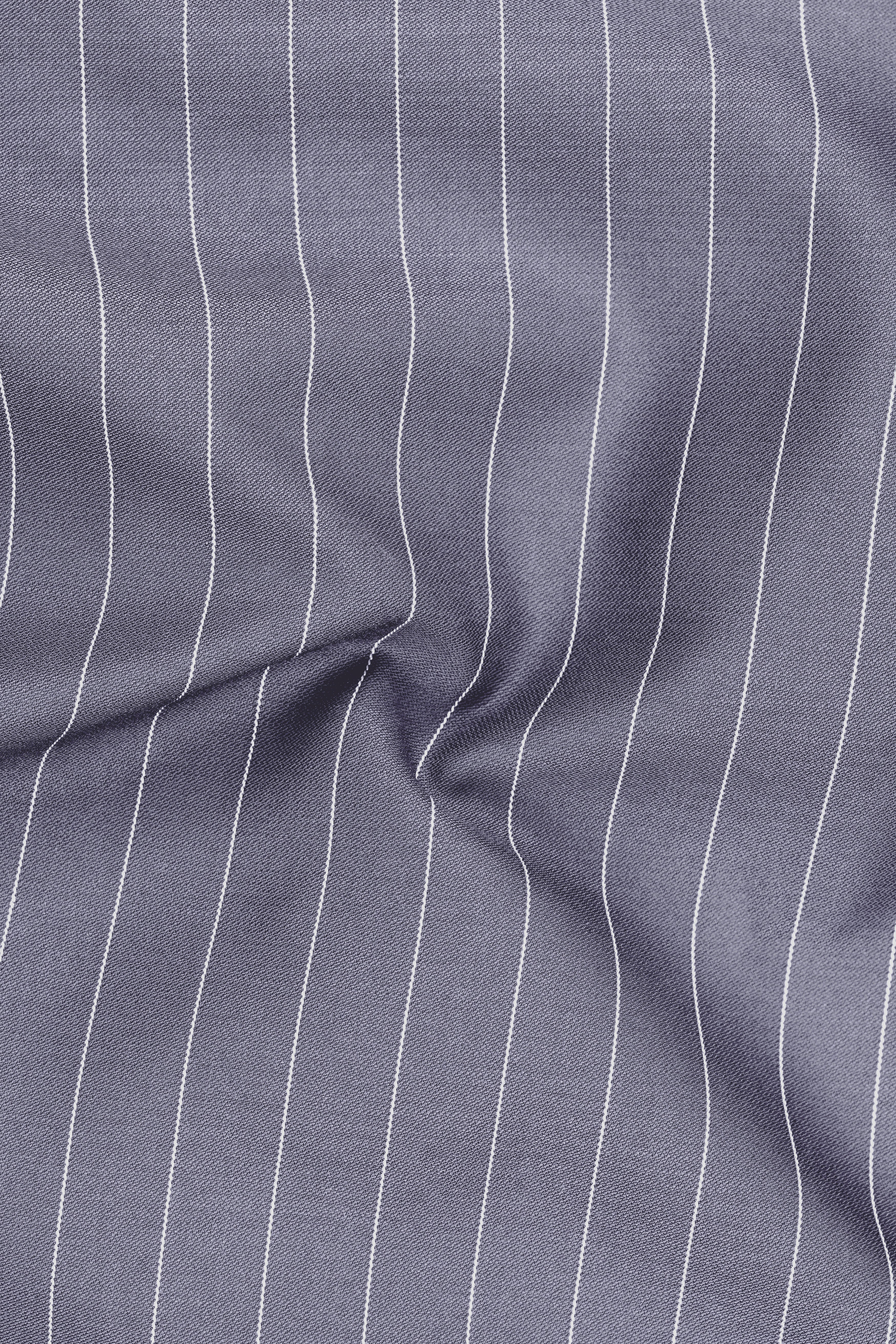 Regent-Mobster Gray And Bright White Chalk Striped Wool Rich Slight Stretch Waistband Pant