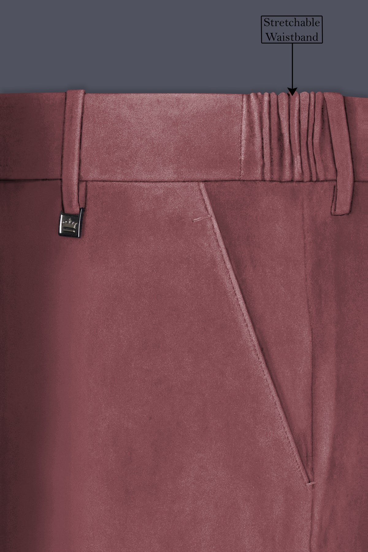 Blush-Pastel Peach Velvet Stretchable Waistband Pant