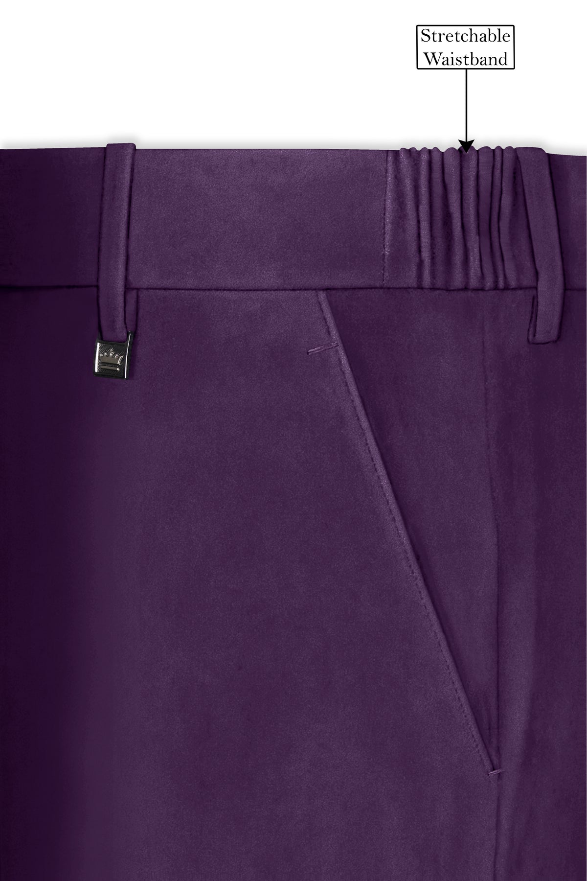 Regal-Royal Purple Velvet Stretchable Waistband Pant