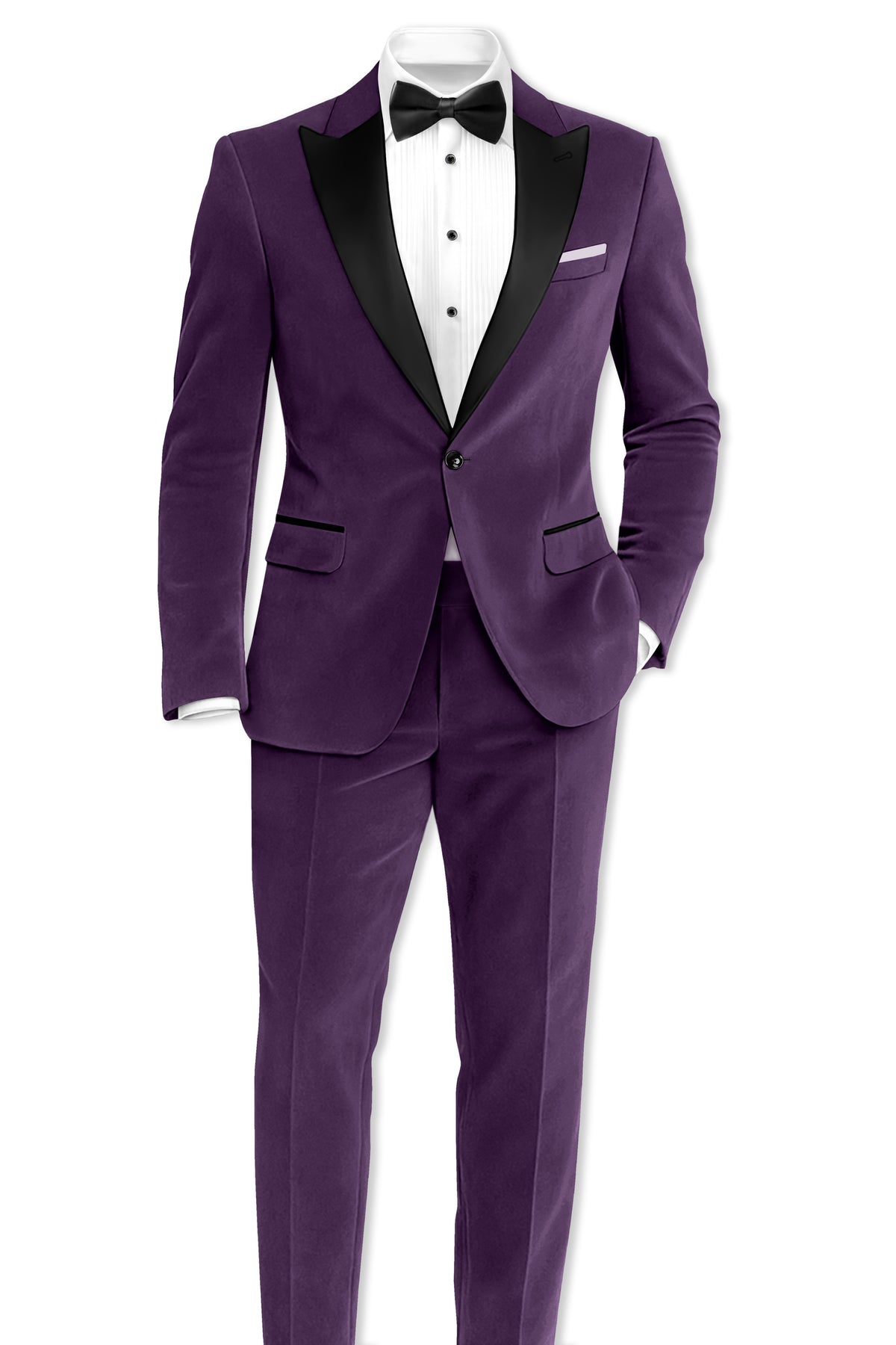 Regal-Royal Purple Velvet Stretchable Waistband Pant