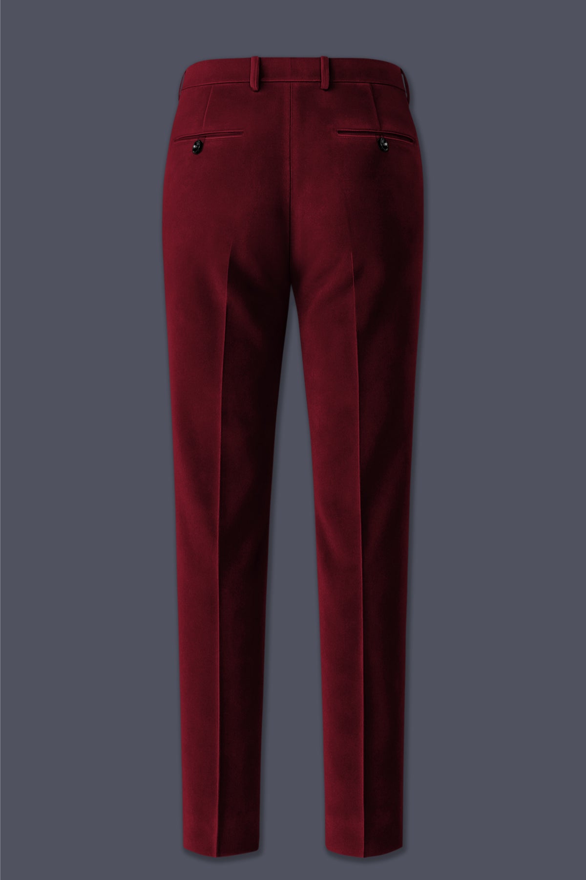 Aurelio-Aubergine Red Velvet Stretchable Waistband Pant