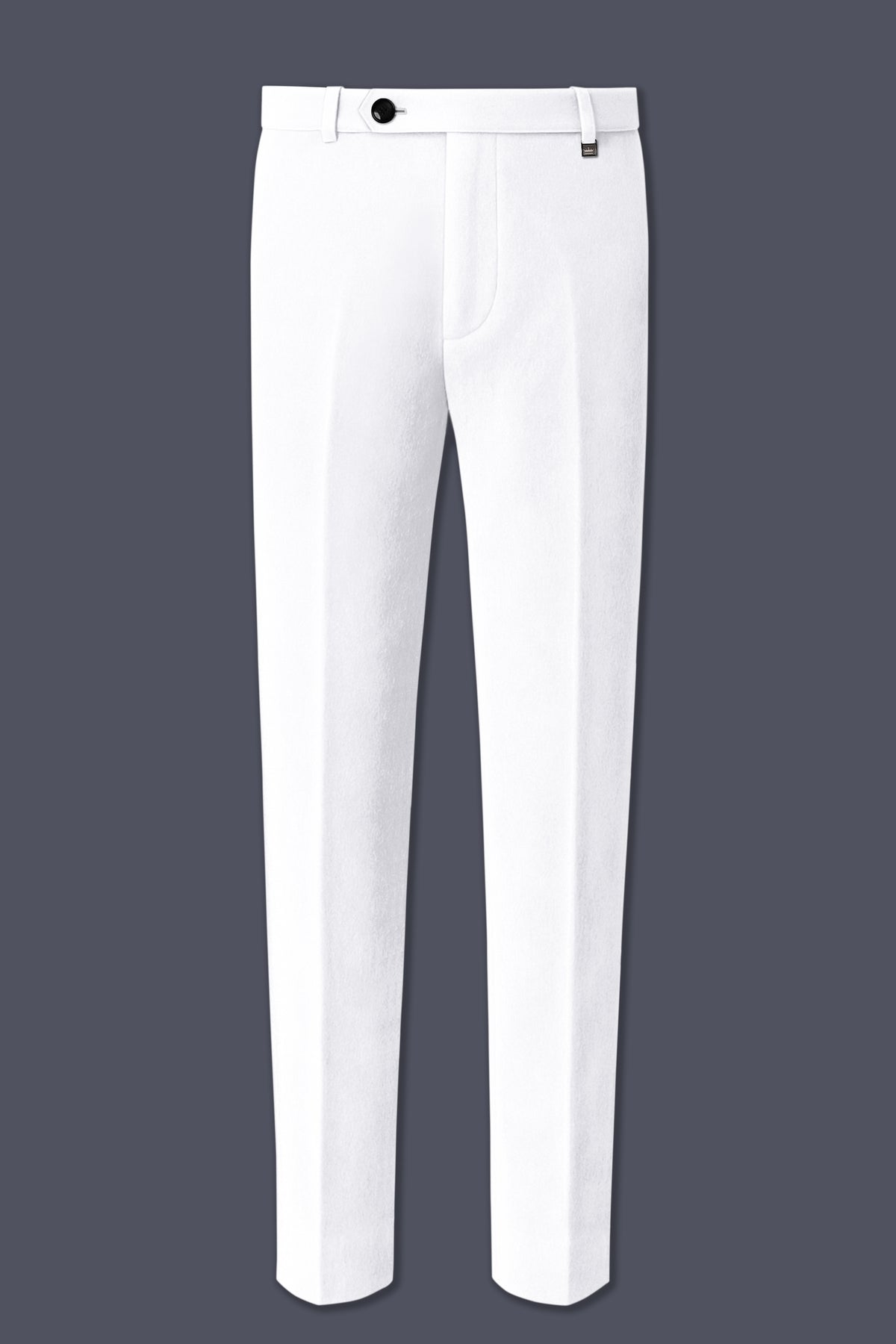Alabaster-Bright White Velvet Stretchable Waistband Pant