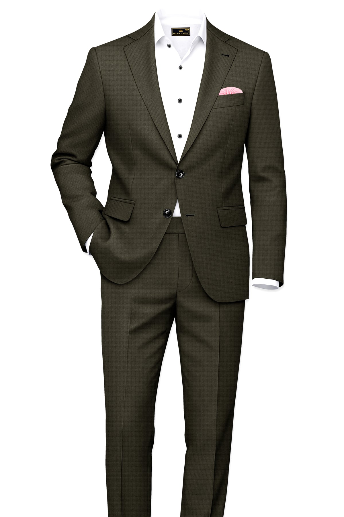 Prestige-Zeus Green Diamond Textured Wool Rich Slight Stretch Waistband Pant