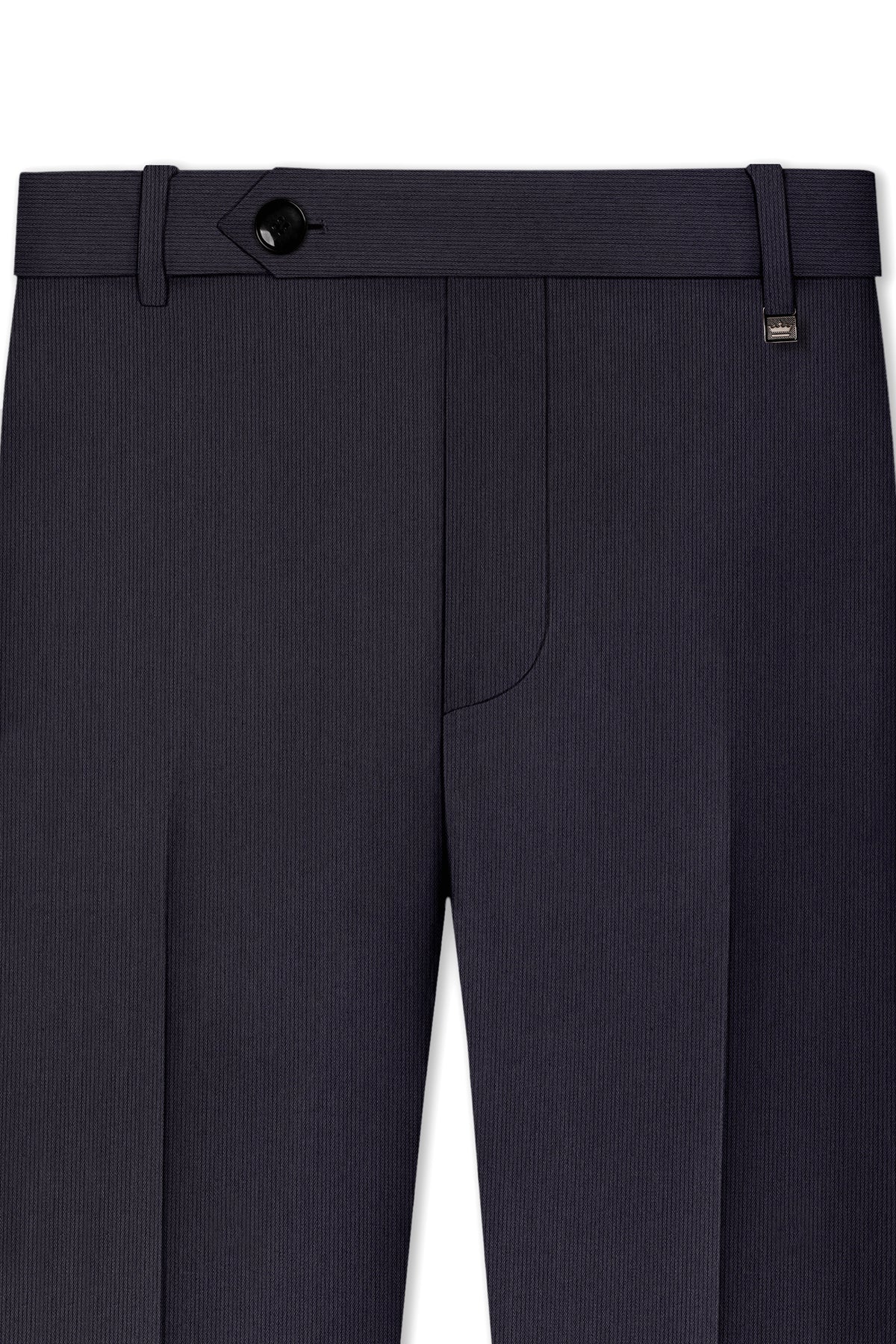 Aurelio-Charade Gray Diamond Textured Wool Rich Slight Stretch Waistband Pant