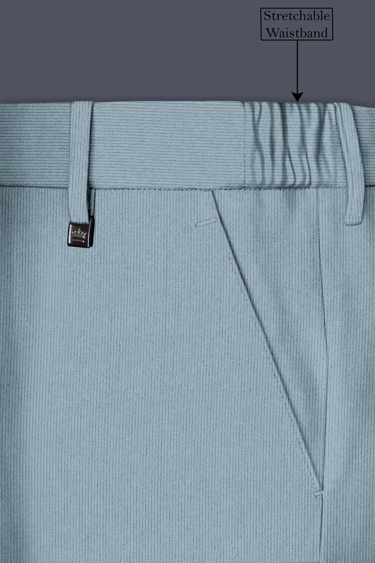 Sterling-Cadet Gray Diamond Textured Wool Rich Slight Stretch Waistband Pant