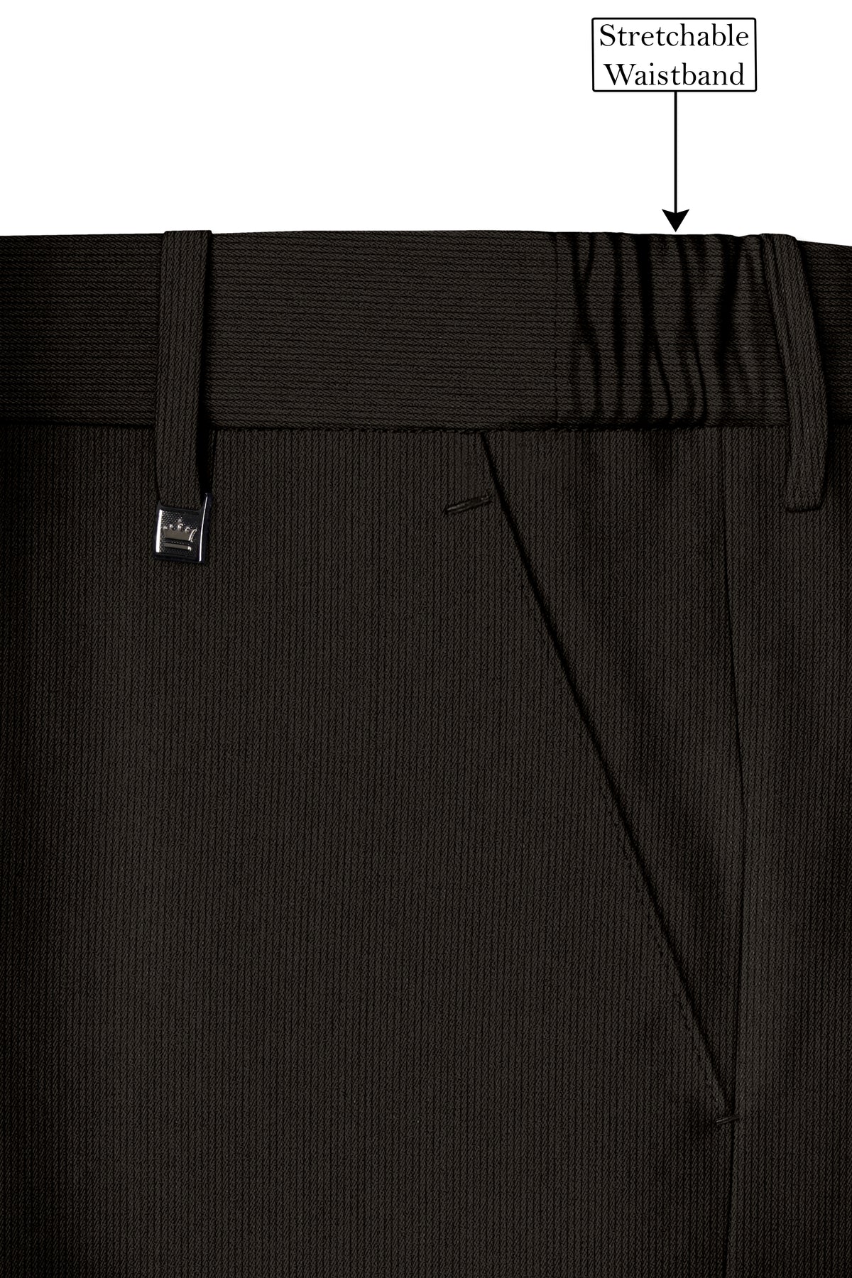 Grayson-Zeus Brown Diamond Textured Wool Rich Slight Stretch Waistband Pant