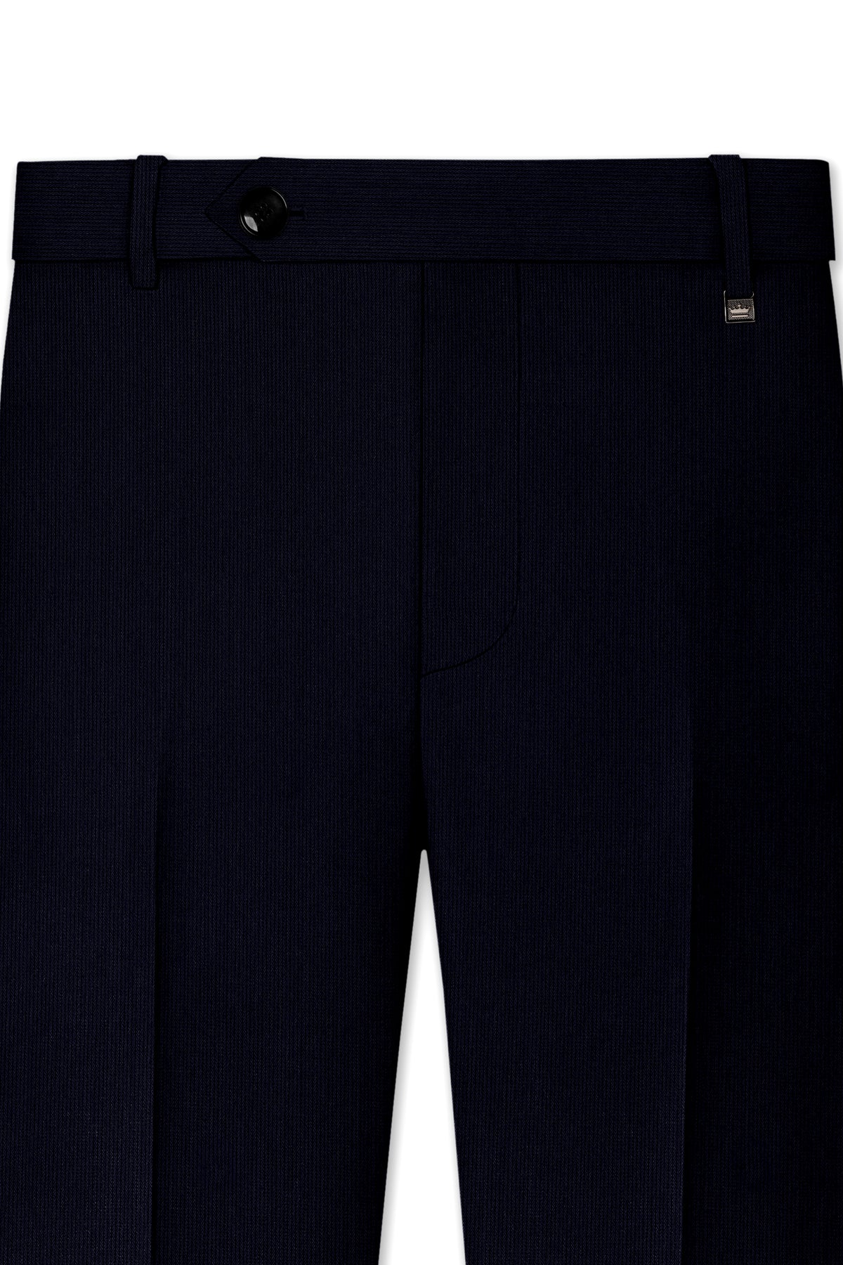 Valmont-Navy Blue Diamond Textured Wool Rich Slight Stretch Waistband Pant