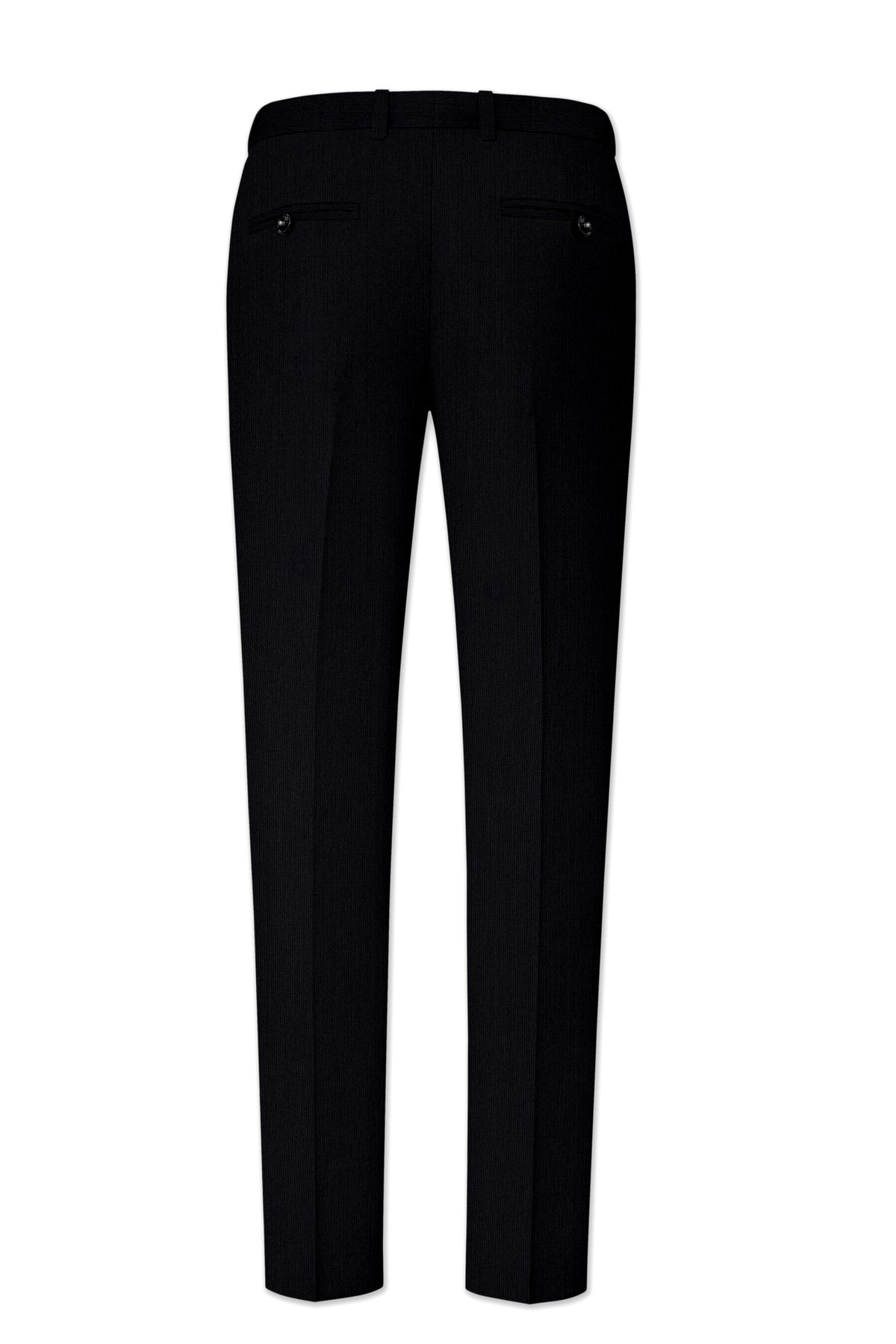 Onyx-Jade Black Diamond Textured Wool Rich Slight Stretch Waistband Pant
