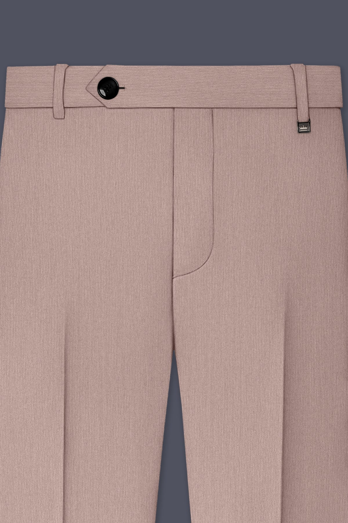 Amelio-Nomad Peach Diamond Textured Wool Rich Slight Stretch Waistband Pant
