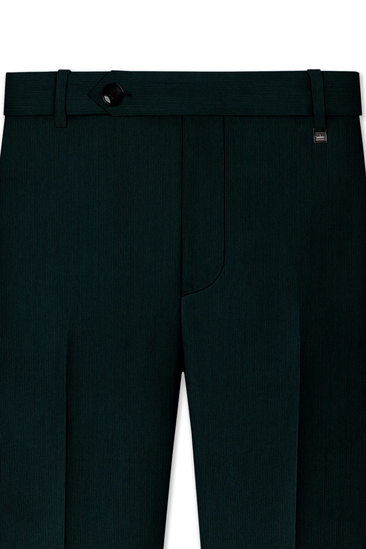 Viridian-Burnham Green Diamond Textured Wool Rich Slight Stretch Waistband Pant