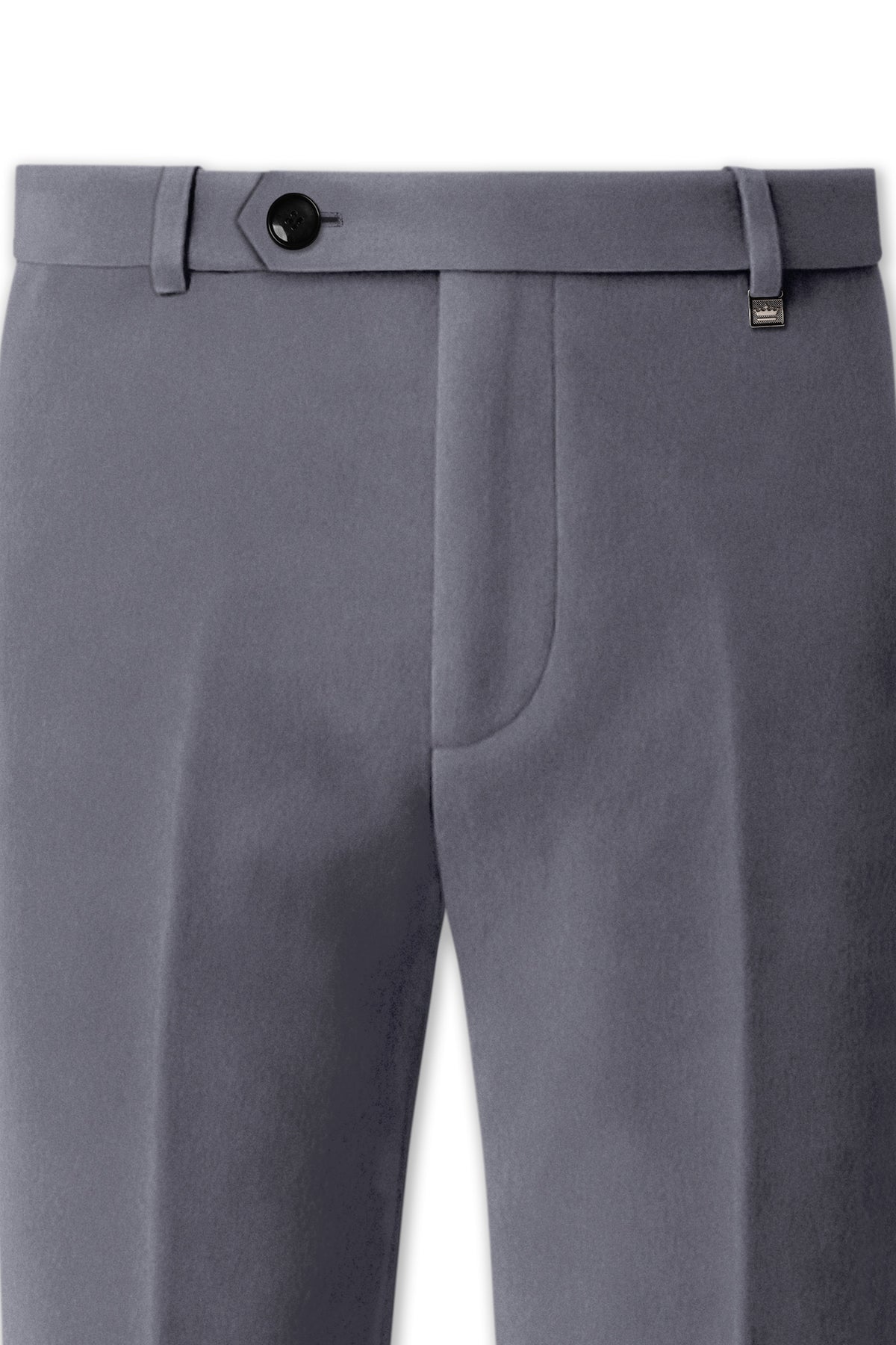 Velluto-Tuna Gray Velvet Stretchable Waistband Pant