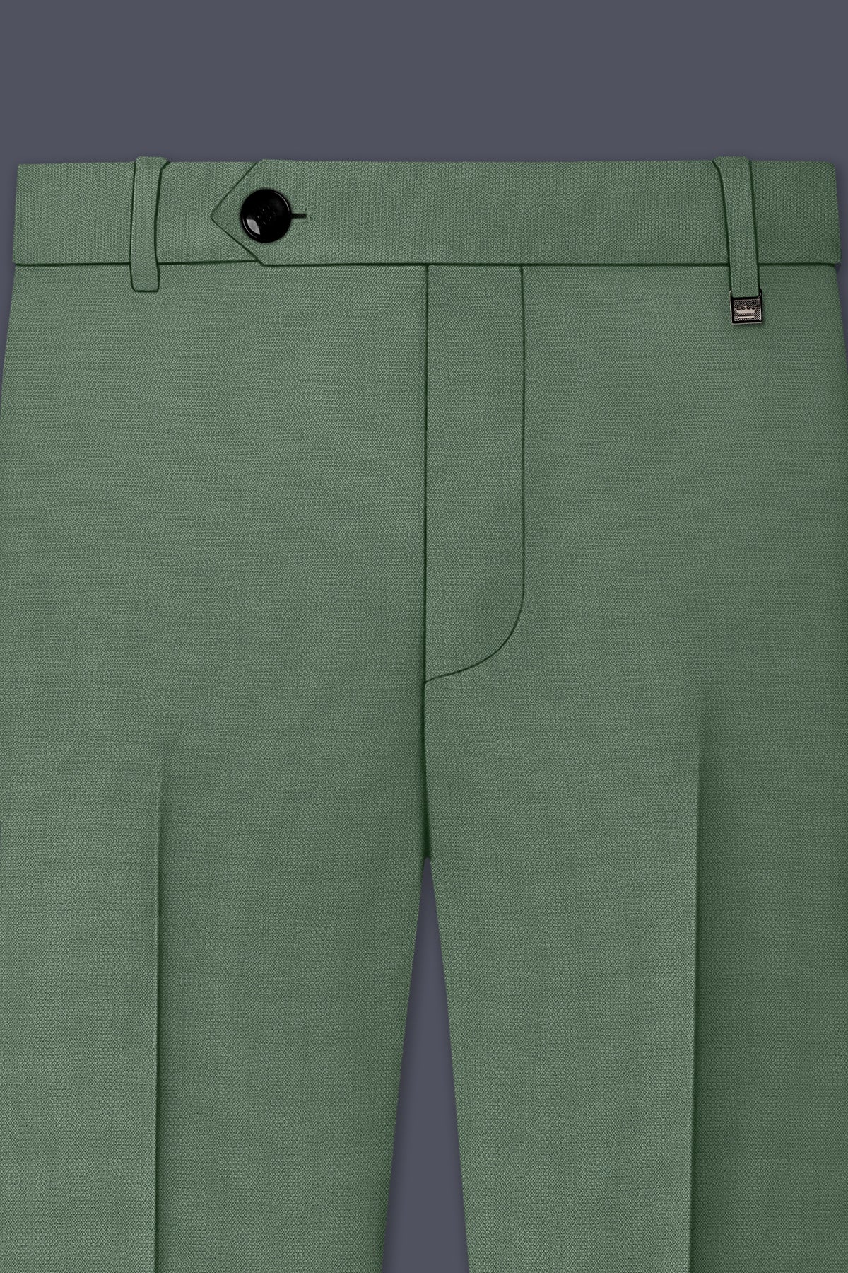 Avon-Glade Green Diamond Textured Wool Rich Slight Stretch Waistband Pant