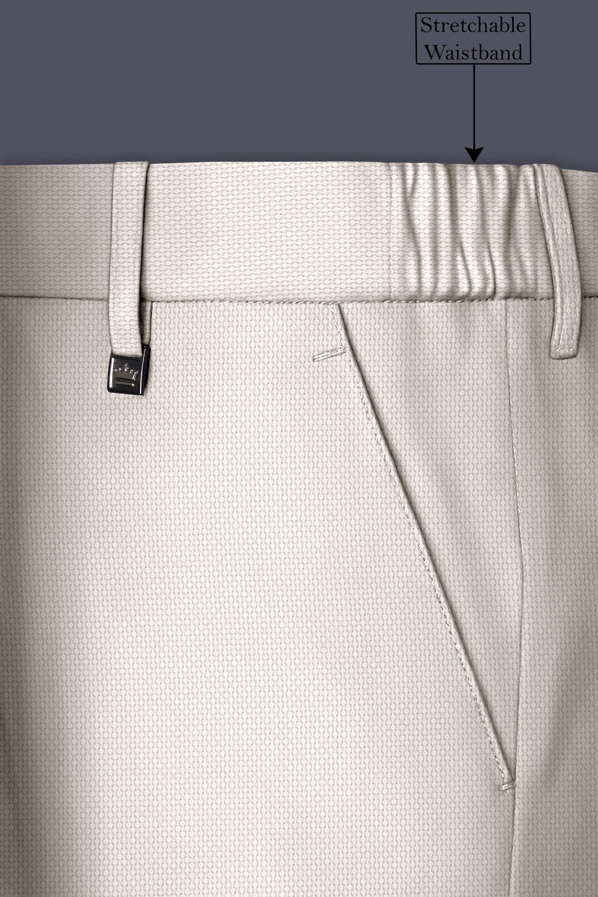 Dorian-Gainsboro Gray Diamond Textured Wool Rich Slight Stretch Waistband Pant