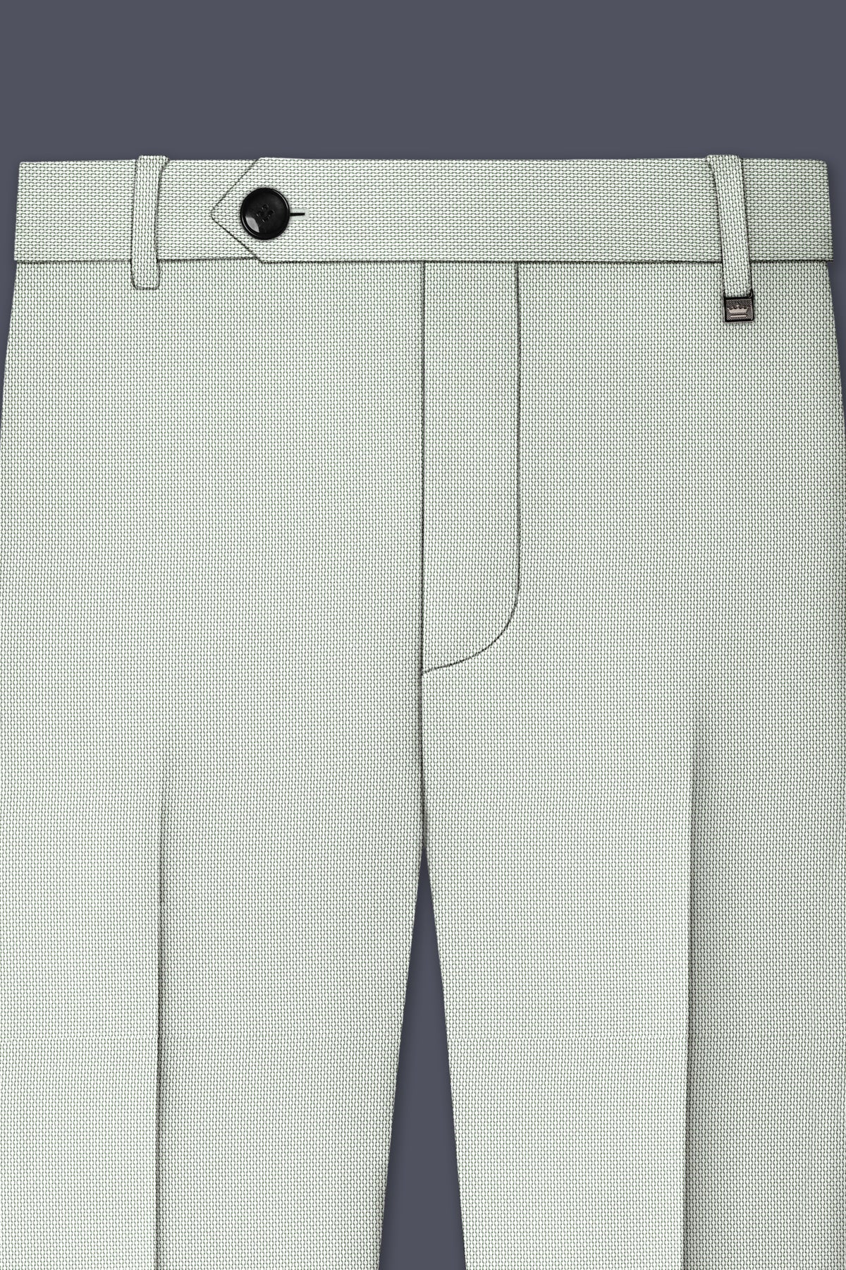 Cavell-Ash Gray Diamond Textured Wool Rich Slight Stretch Waistband Pant