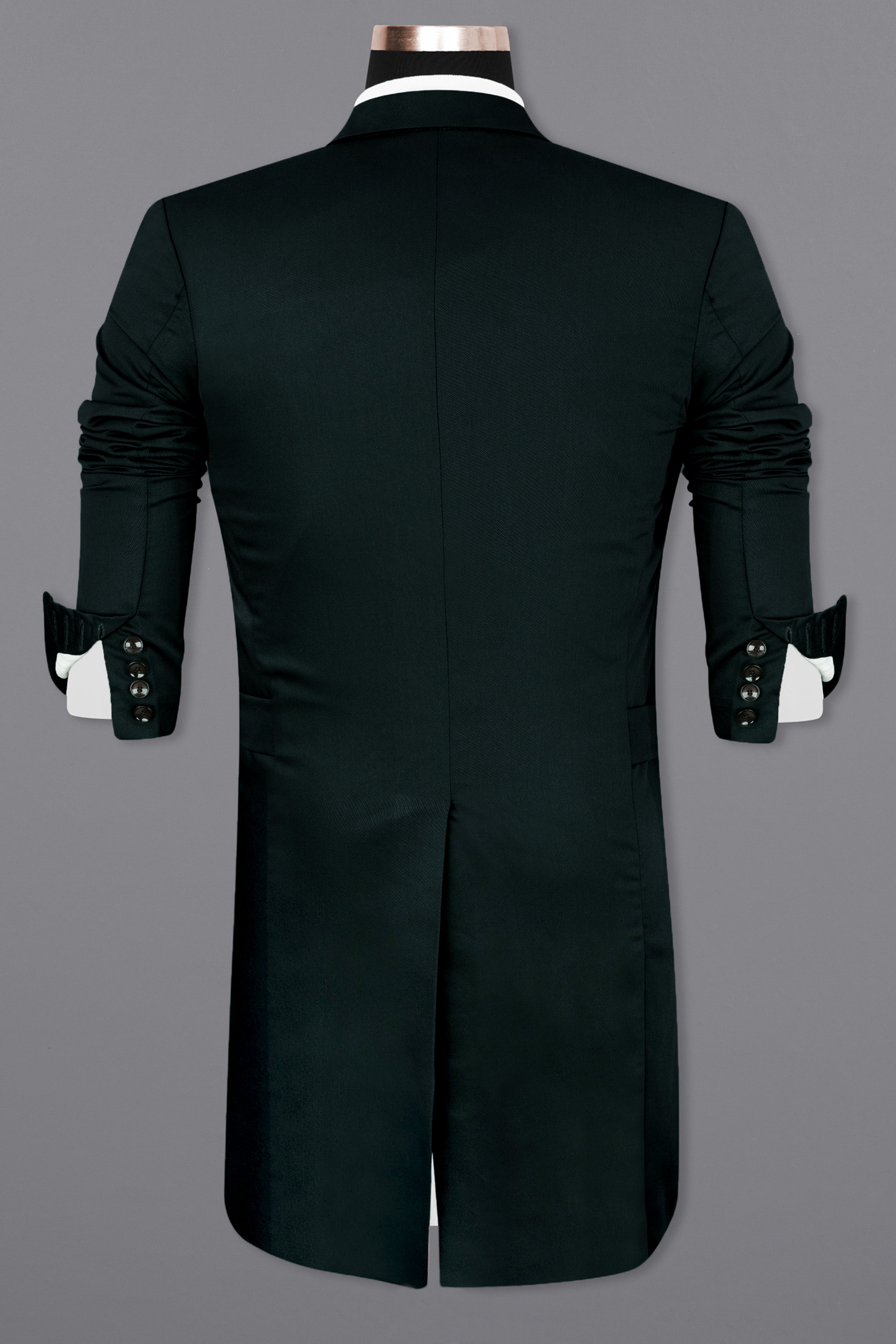 Juniper Green Subtle Sheen Double Breasted Trench Coat