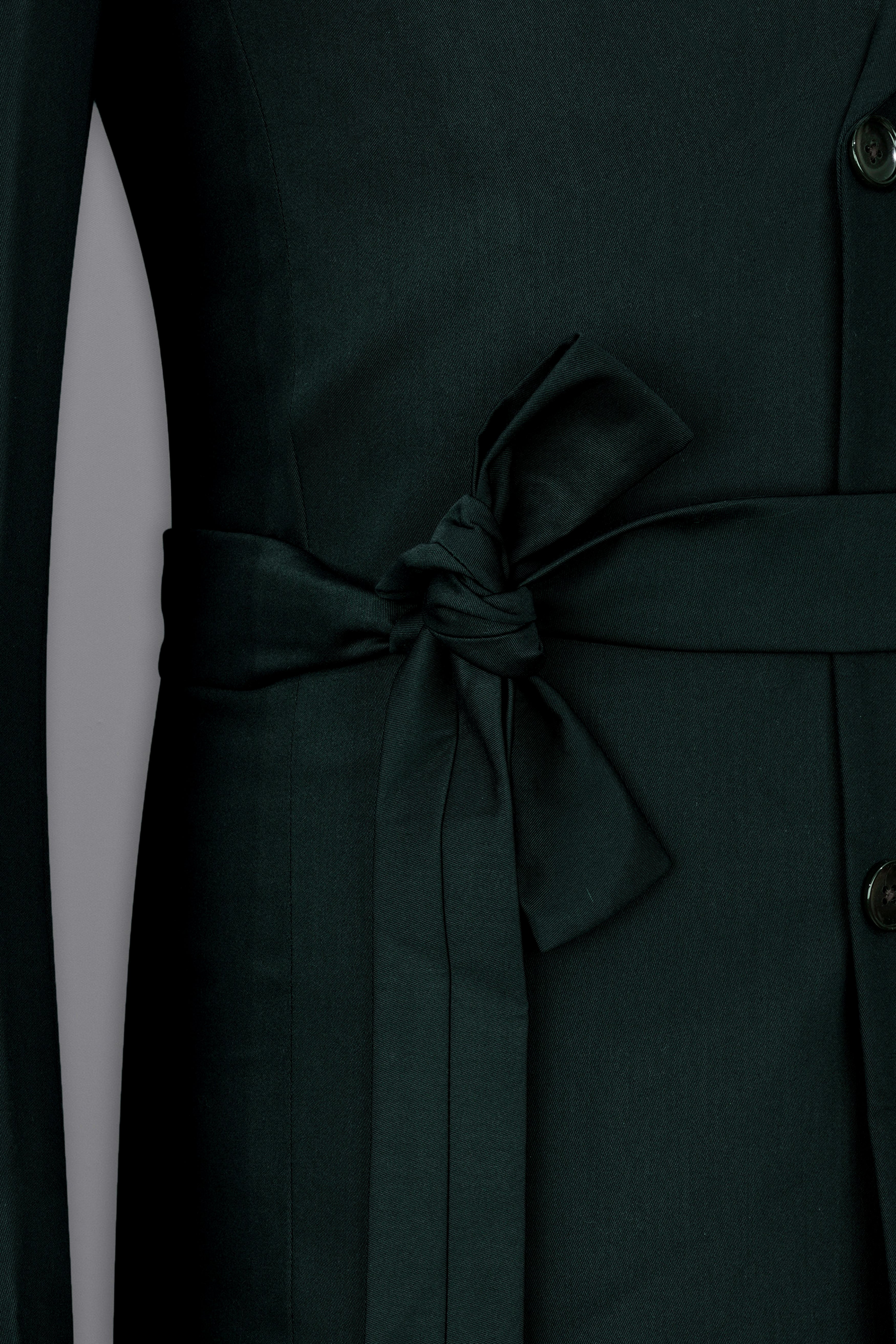 Juniper Green Subtle Sheen Double Breasted Trench Coat