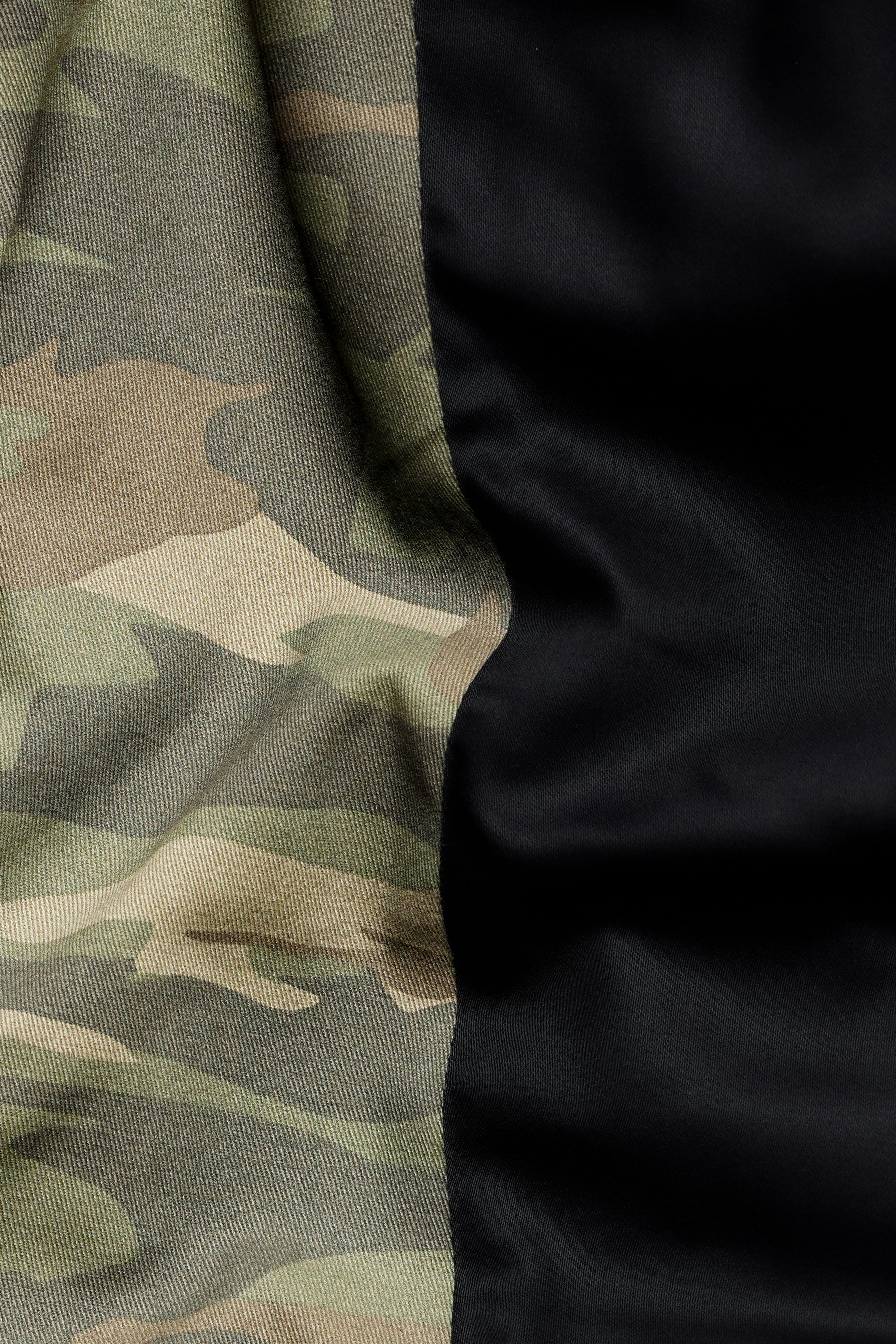 Sage Green with Sandrift Brown Camouflage and Black Premium Cotton Designer Trench Coat