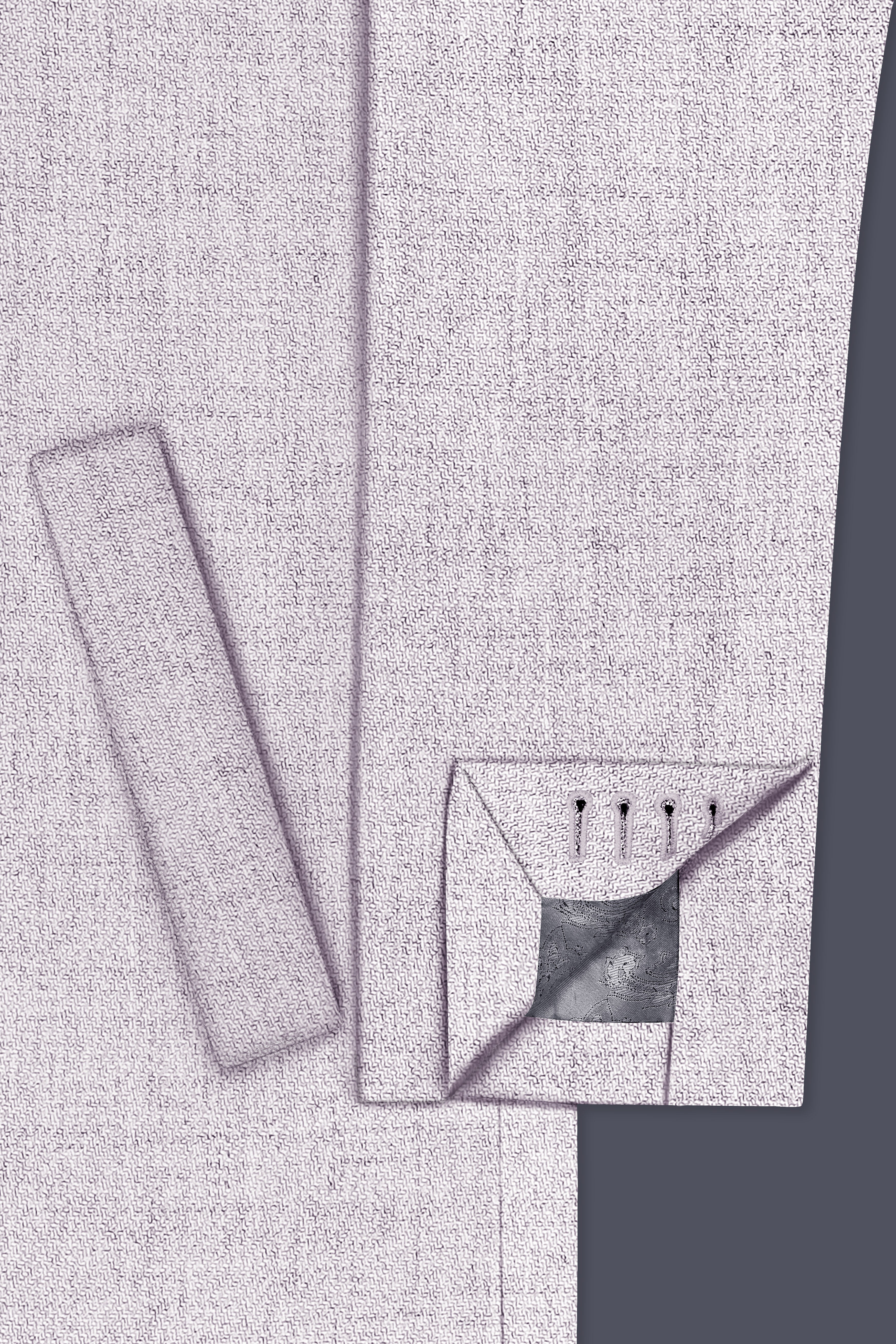 Glacier-Lilac Gray Textured Tweed Single Breasted Trench Coat