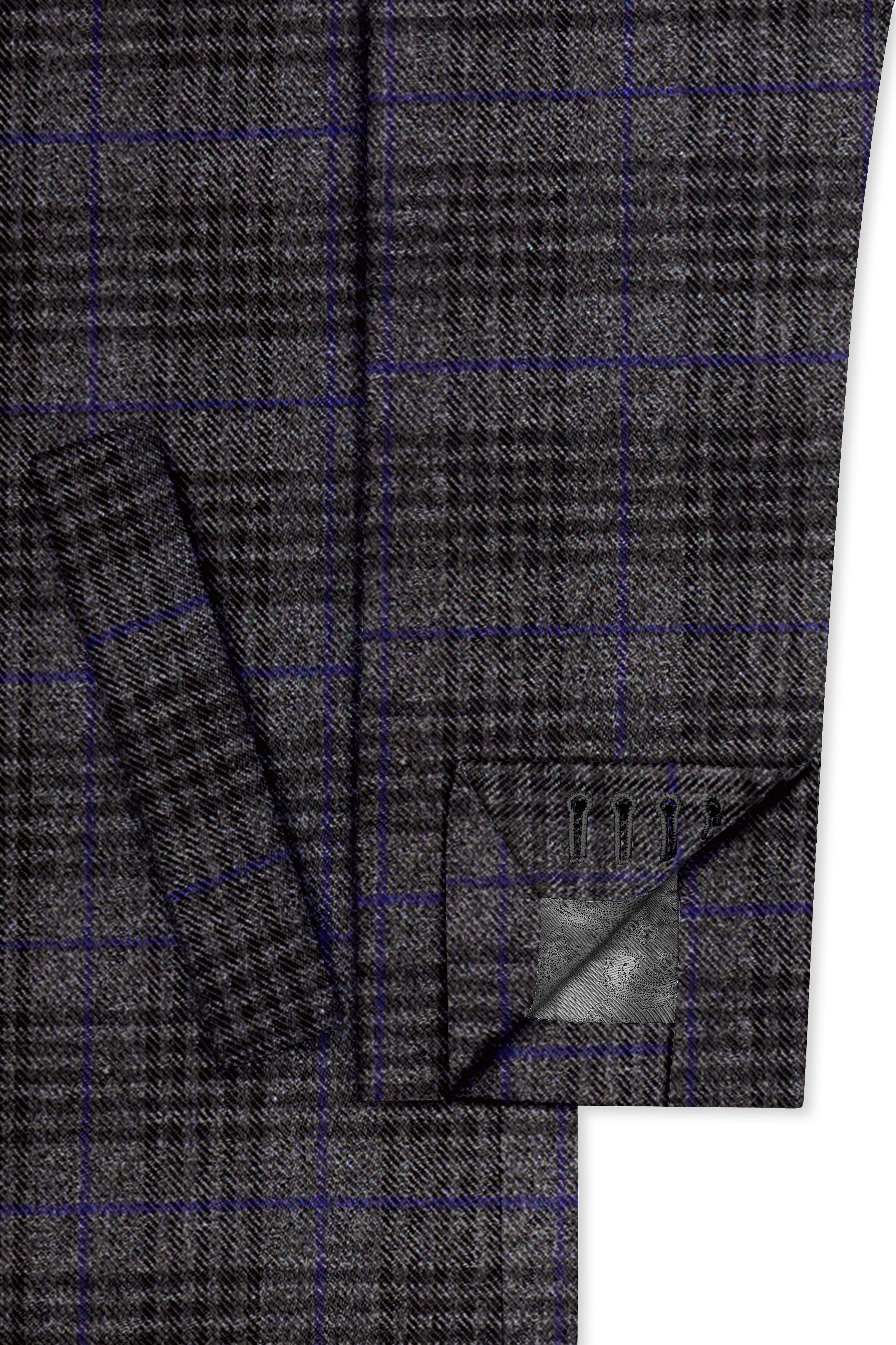 Cinerro-Shark Gray Plaid Tweed Single Breasted Trench Coat