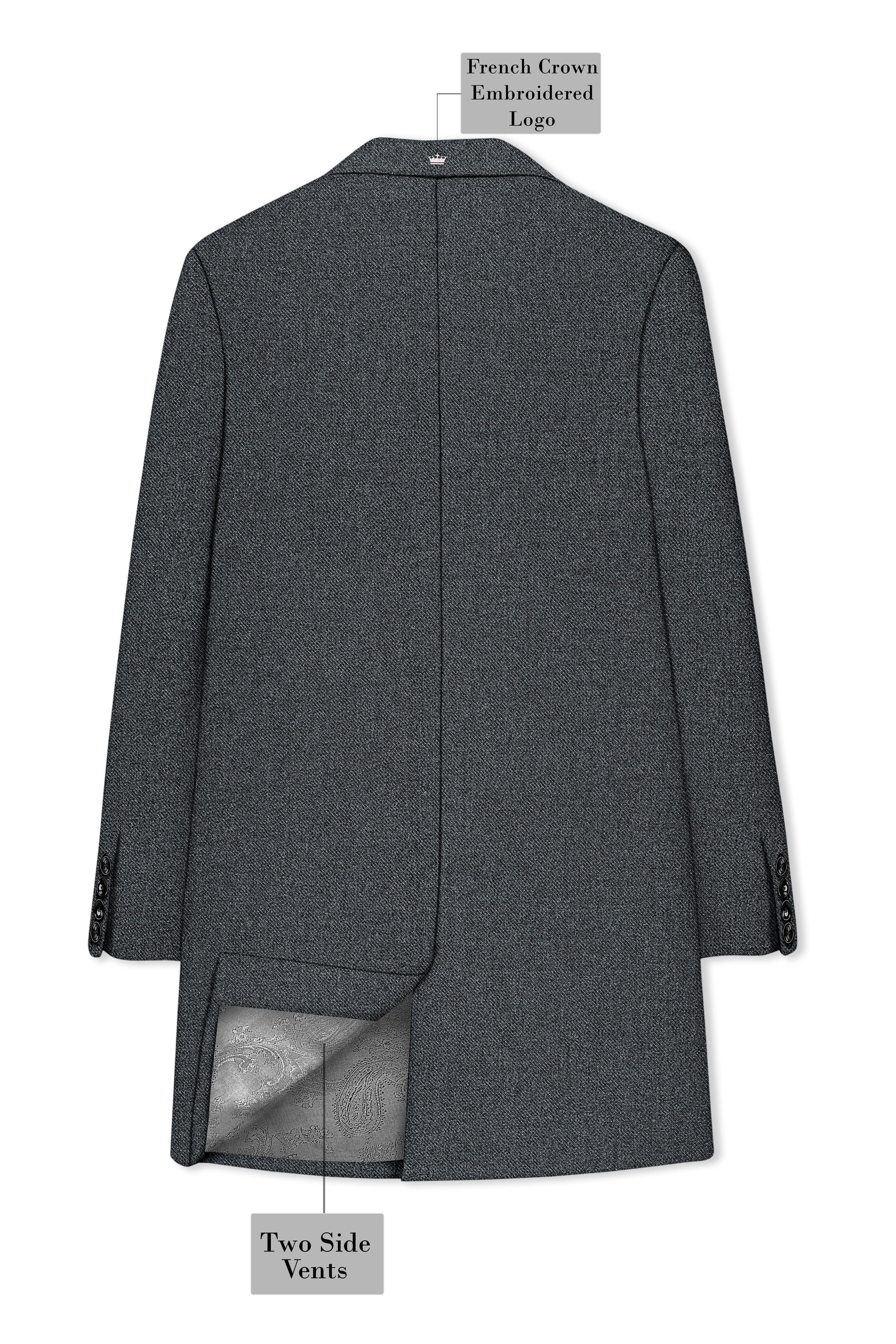 Gravano-Ship Gray Textured Tweed Single Breasted Overcoat