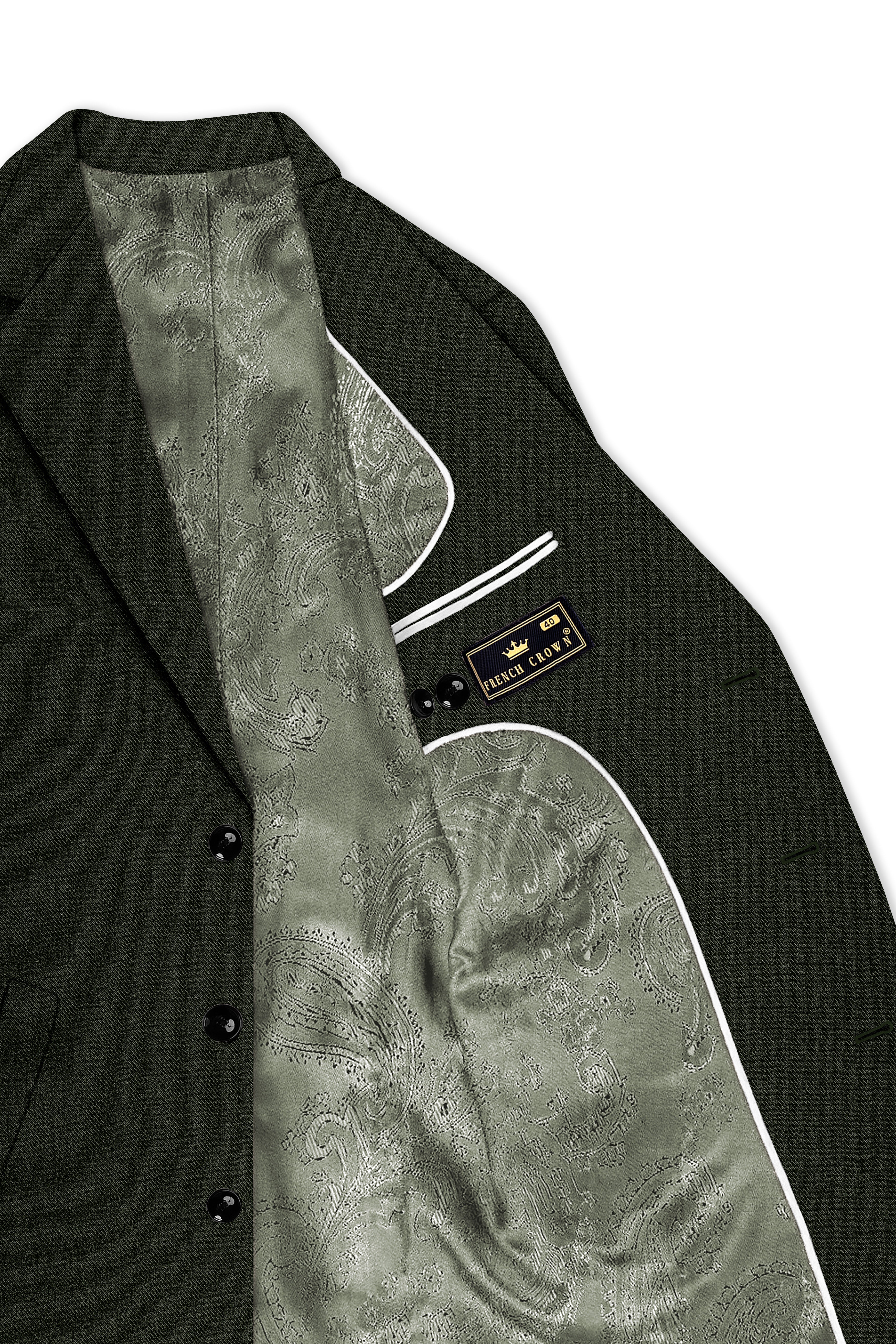 Virenza-Rangoon Green Textured Tweed Single Breasted Overcoat