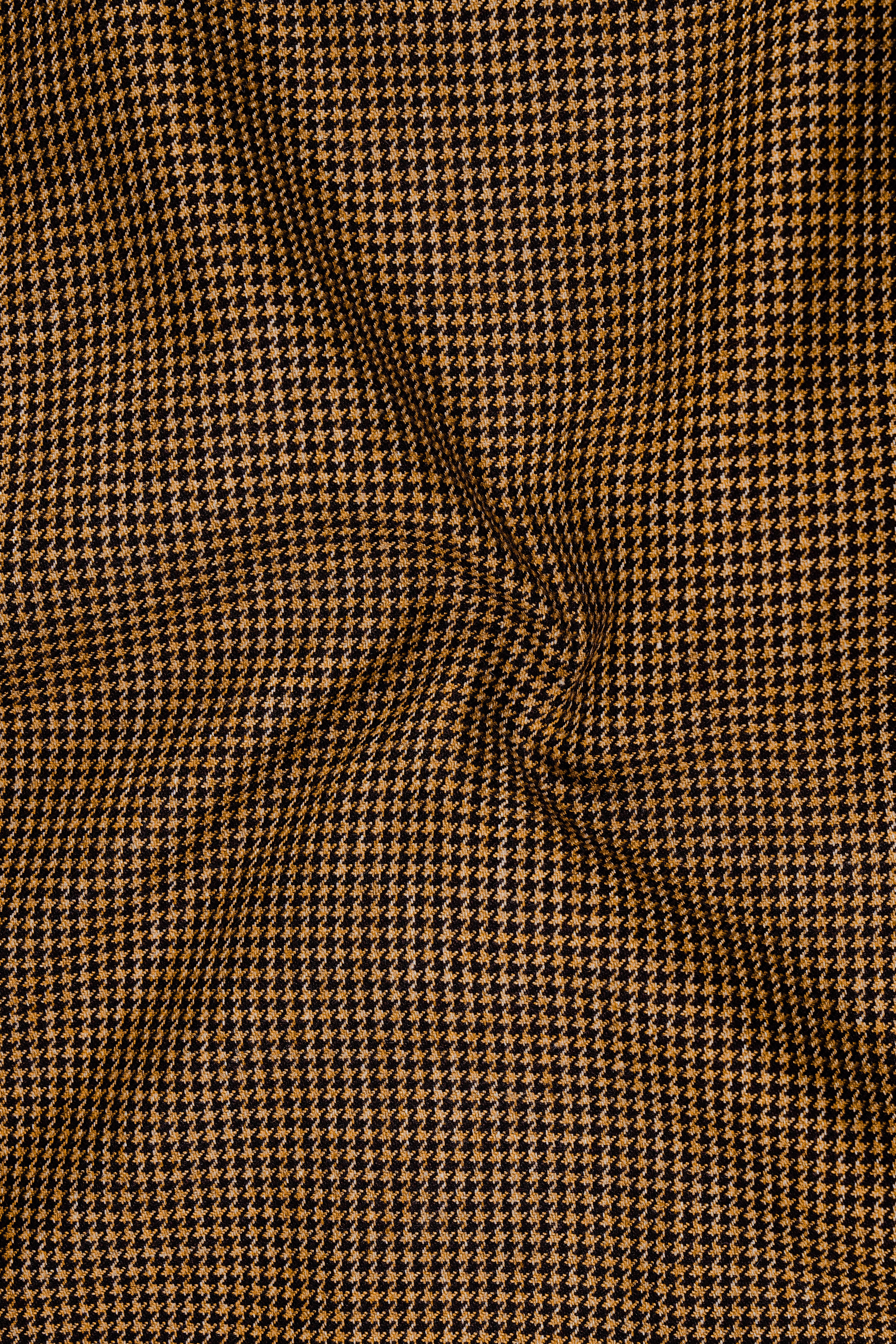 Regalis-Rope Brown Classic Houndstooth Textured Tweed Single Breasted Overcoat