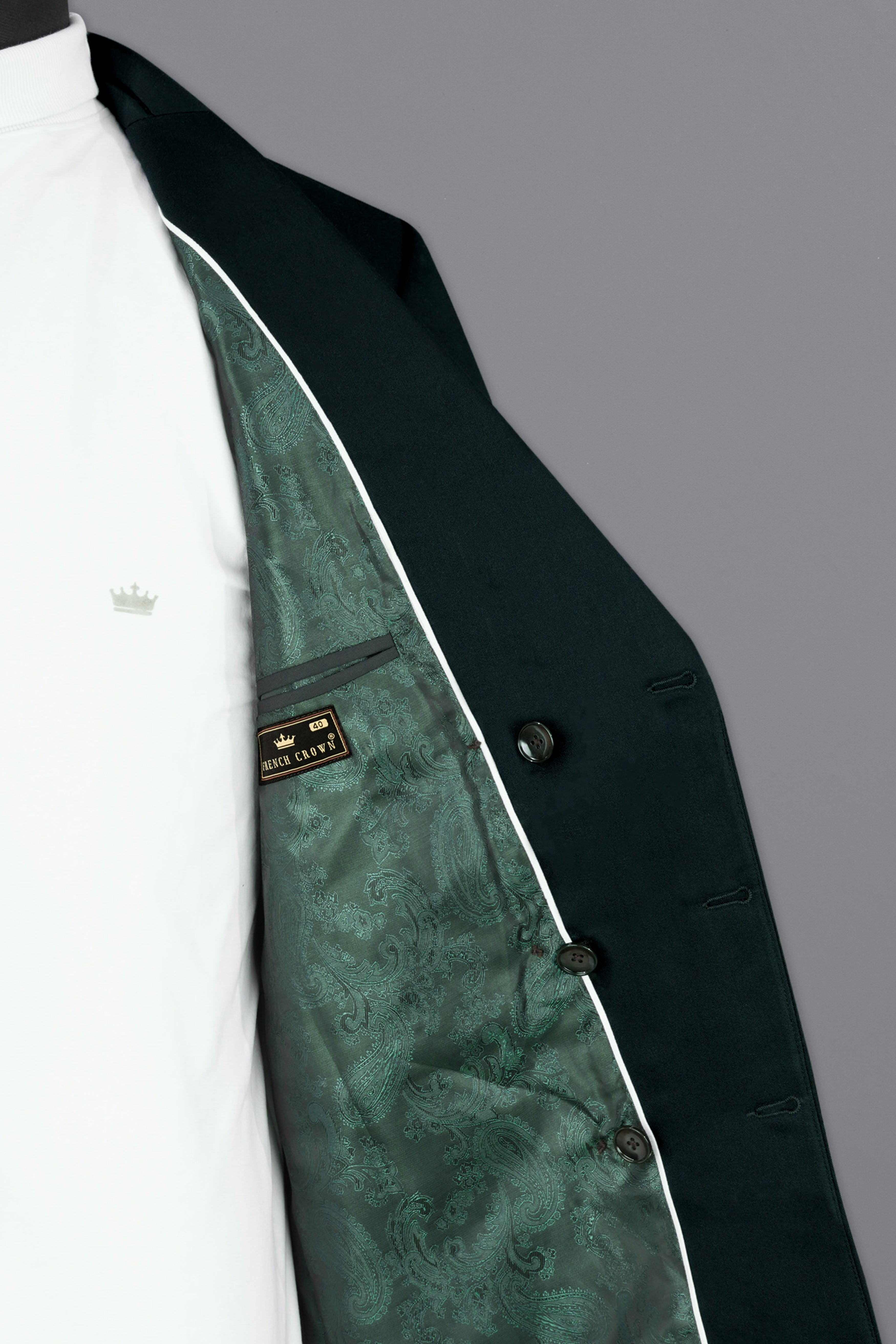 Juniper Green Subtle Sheen Double Breasted Trench Coat with Pant