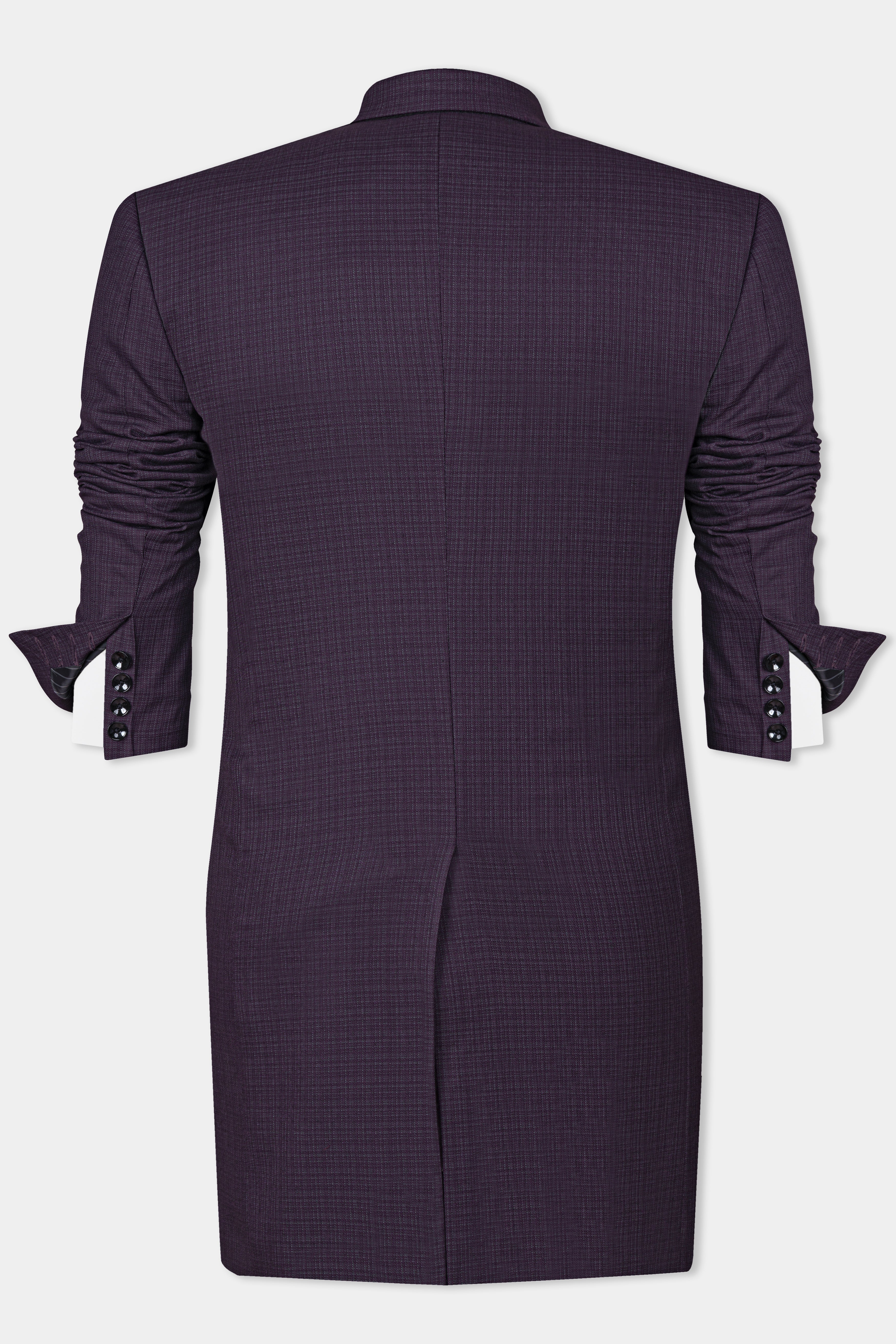 Blackcurrant Textured Wool Rich Overcoat With Pant