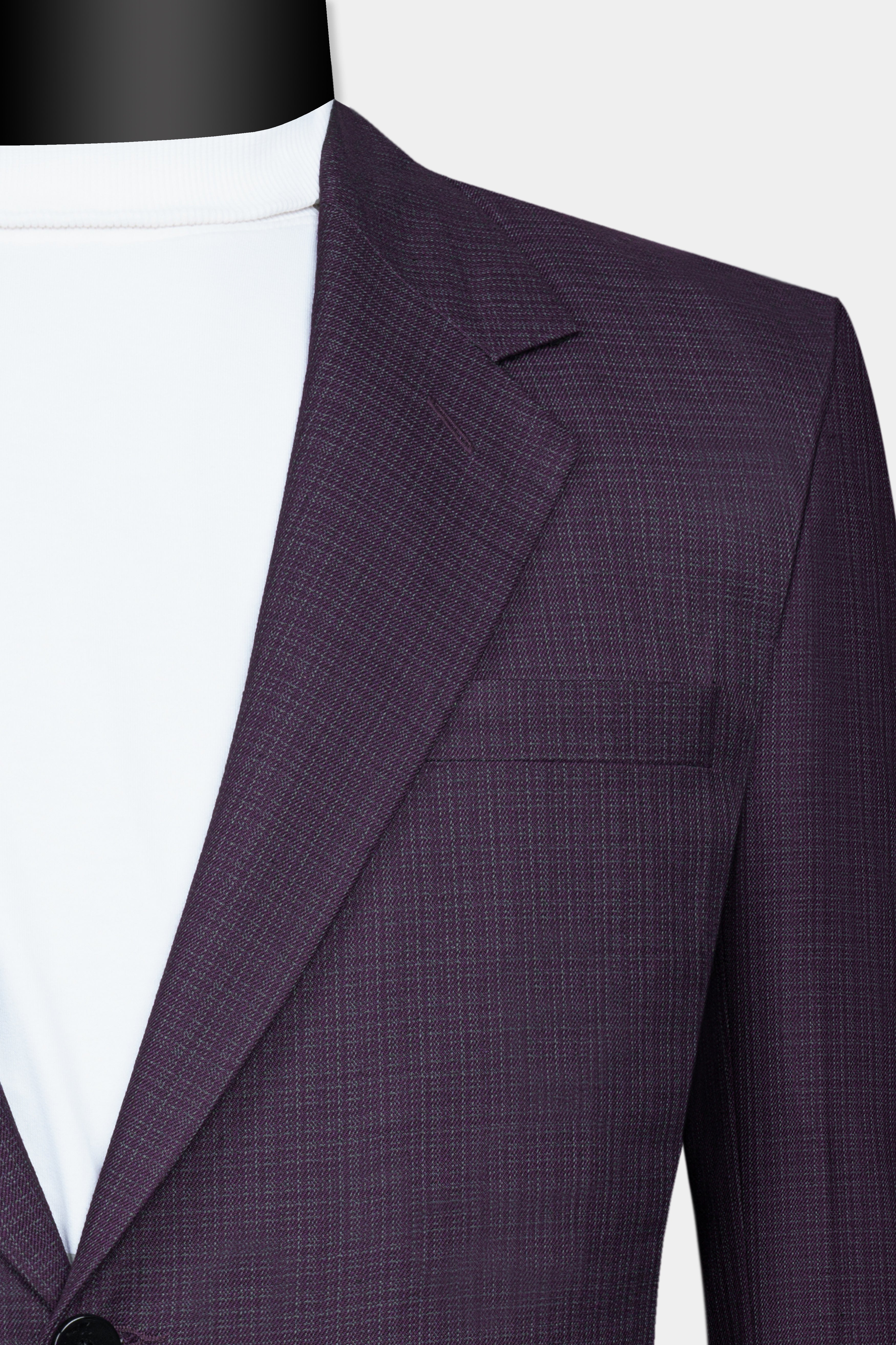 Blackcurrant Textured Wool Rich Overcoat With Pant