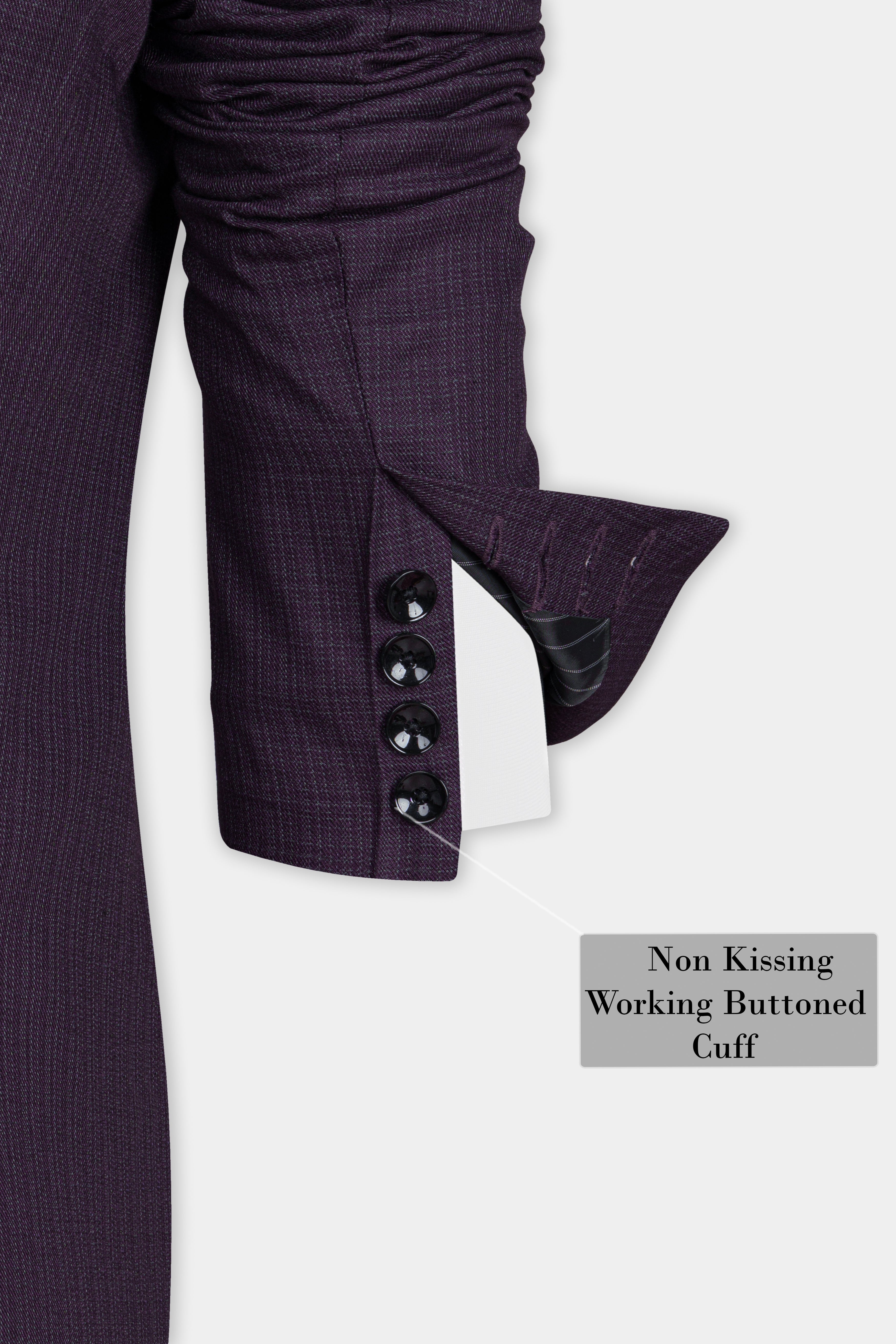 Blackcurrant Textured Wool Rich Overcoat With Pant