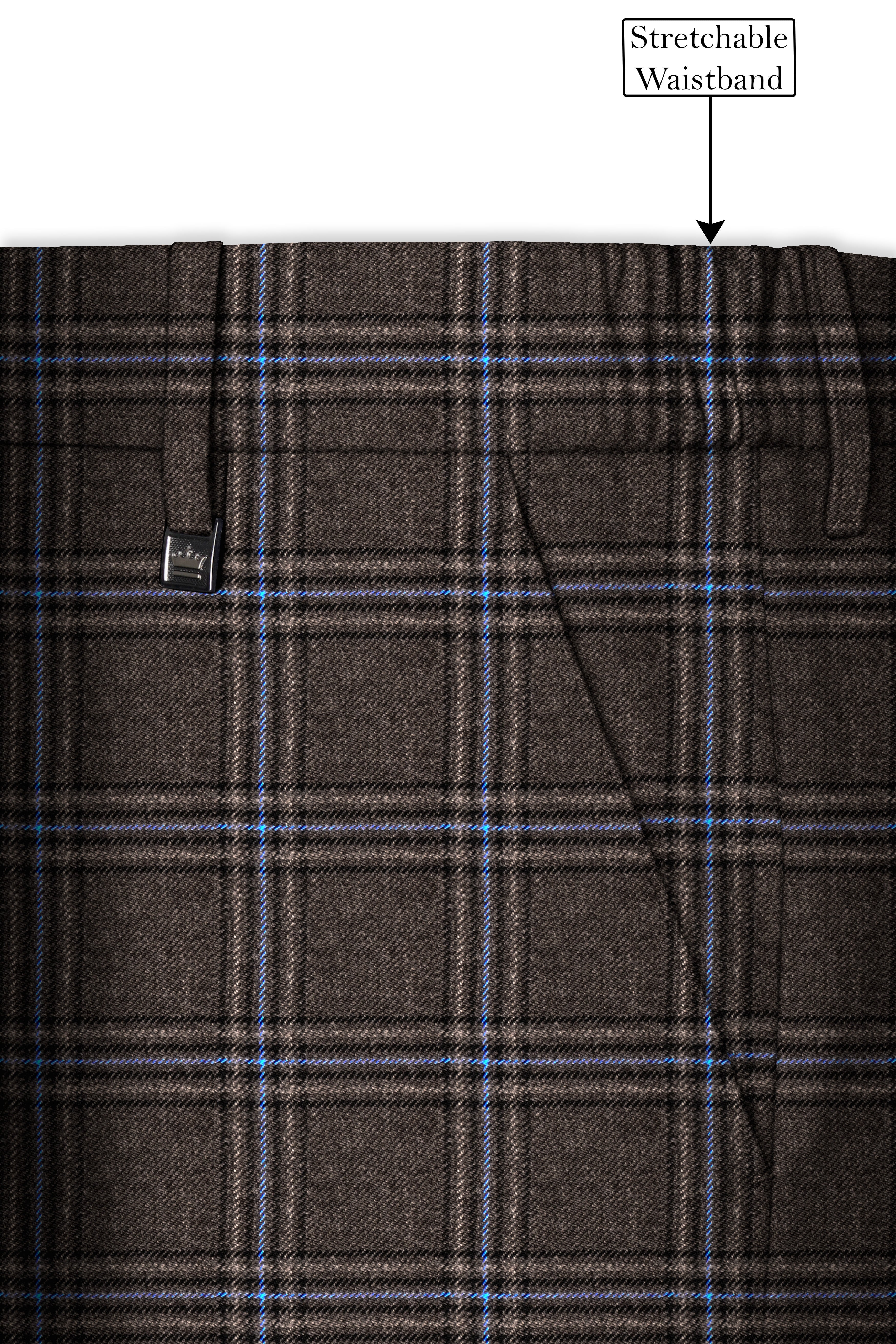 Cafreno-Armadillo Brown Plaid Single Breasted Trench Coat With Pant
