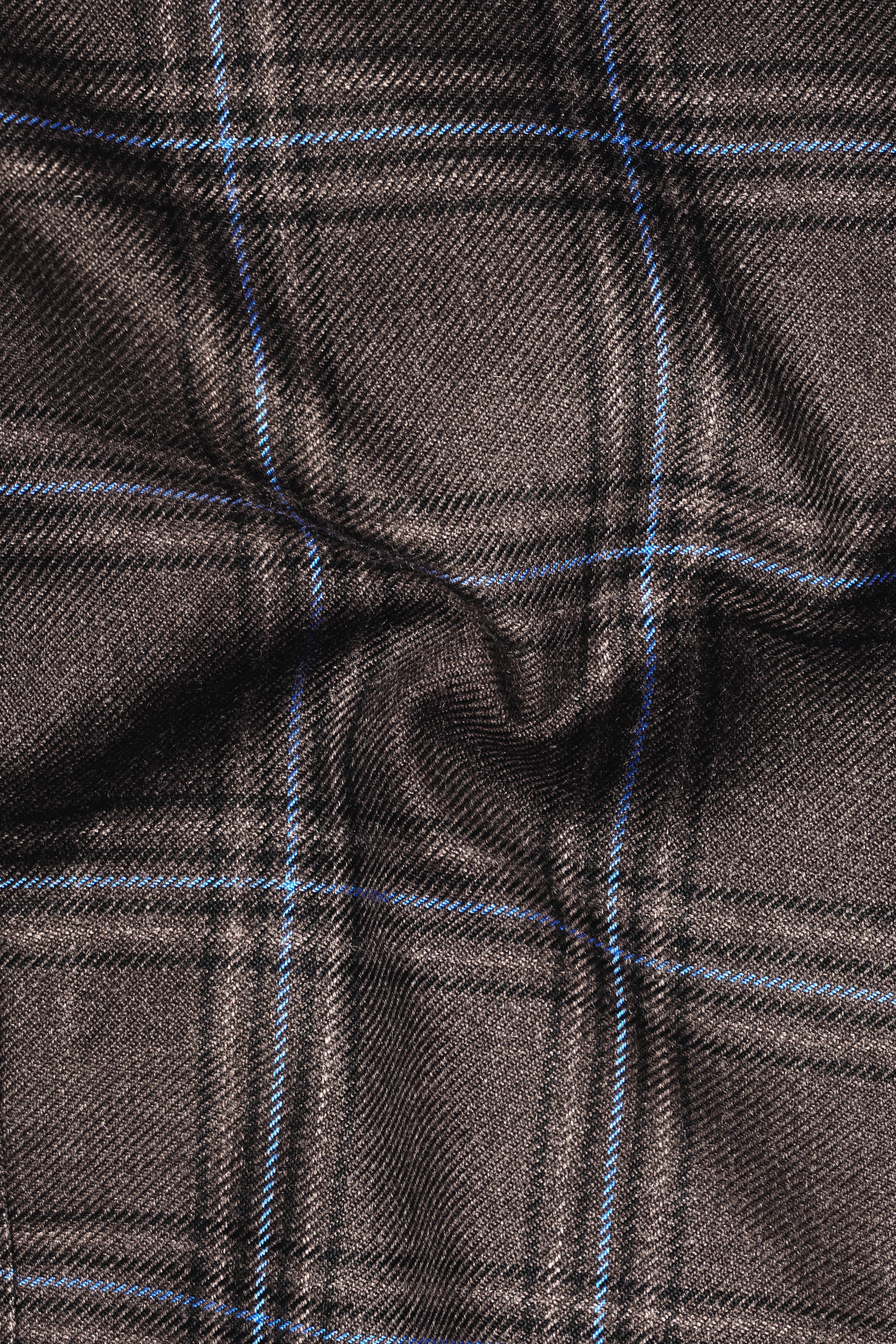 Cafreno-Armadillo Brown Plaid Single Breasted Trench Coat With Pant