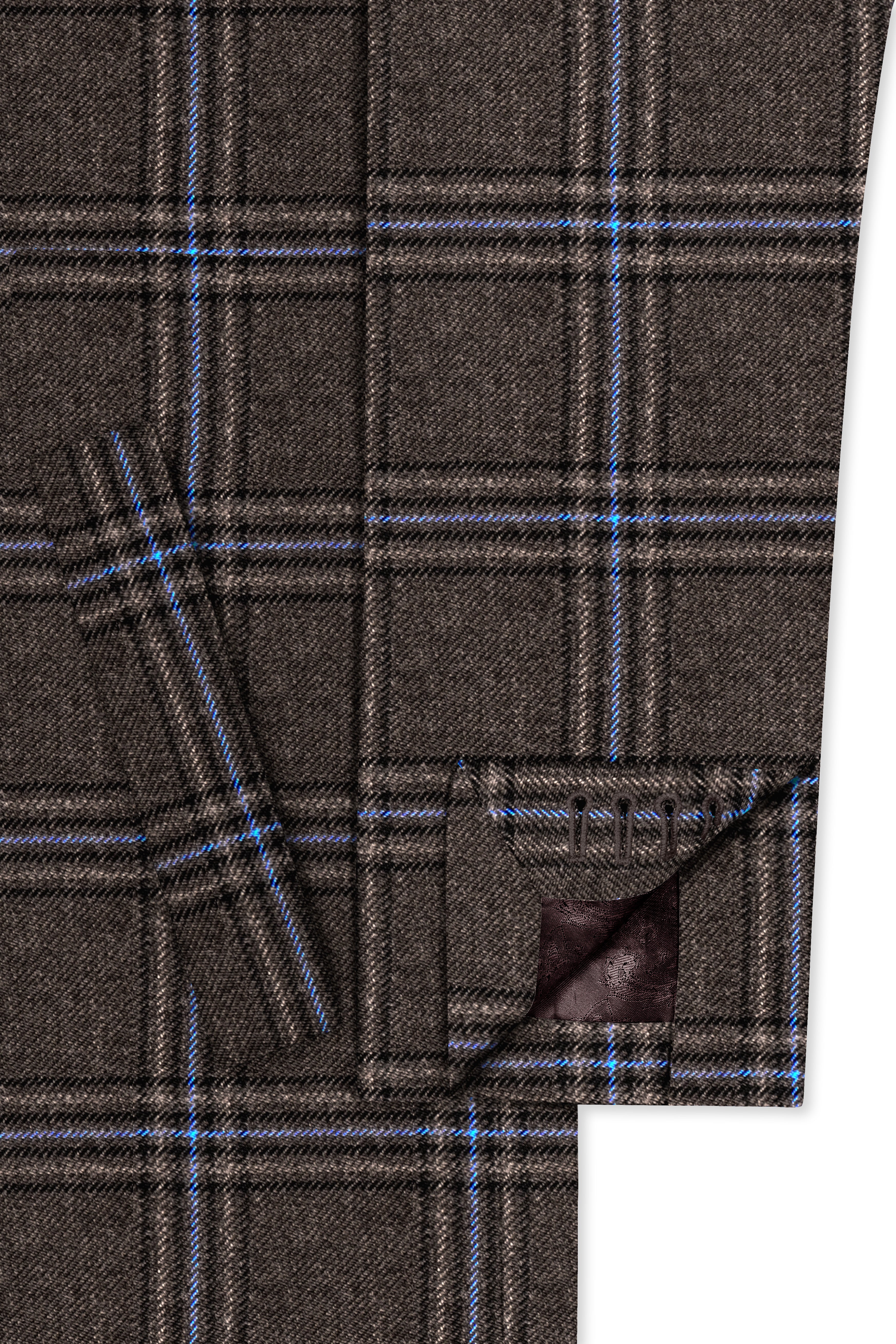 Cafreno-Armadillo Brown Plaid Single Breasted Trench Coat With Pant