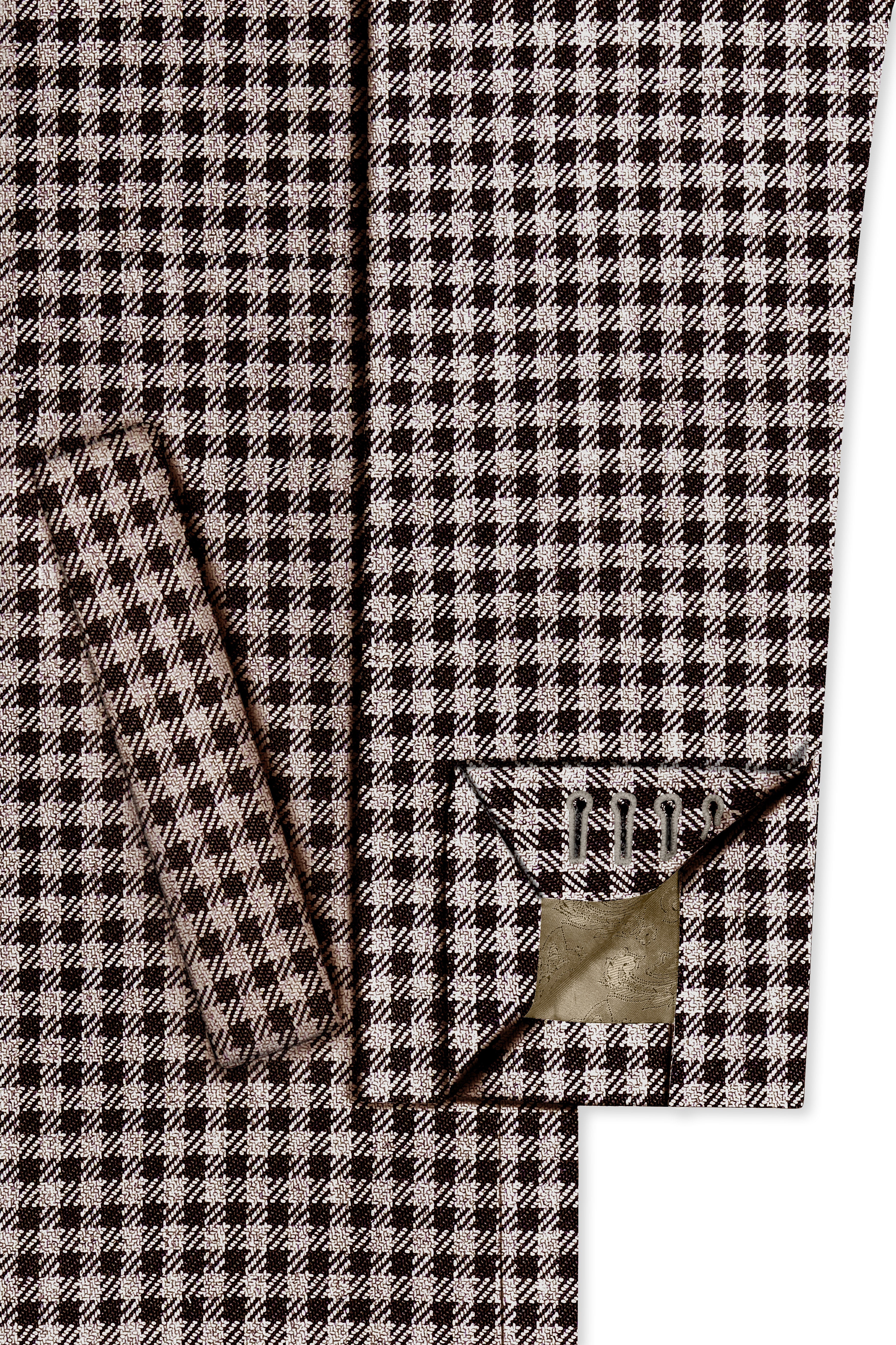 Imperium-Emperor Brown And Swiss Cream Gingham Plaid Tweed Single Breasted Trench Coat With Pant