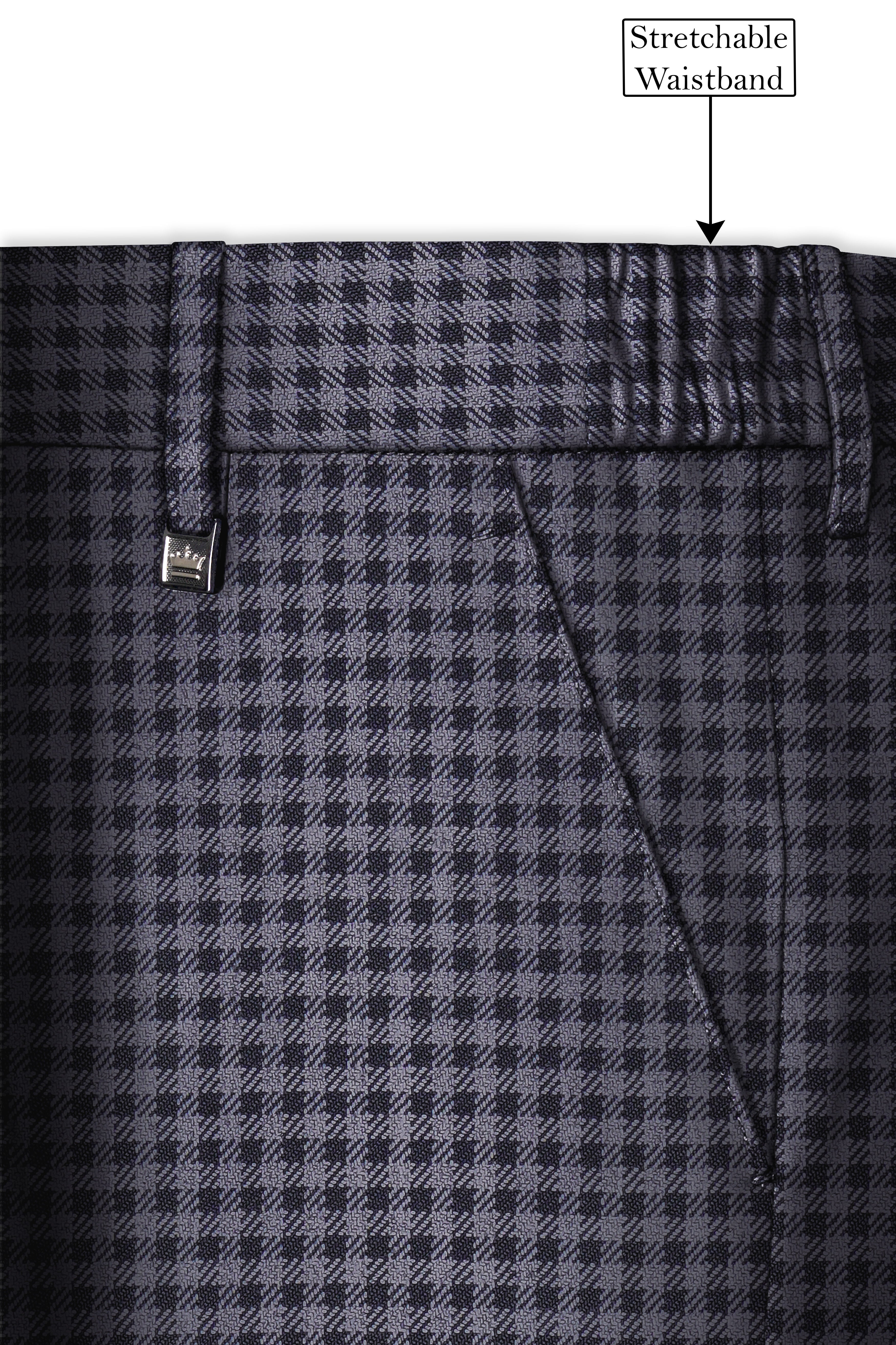 Zenith-Mirage Blue And venus Gray Gingham Plaid Tweed Single Breasted Trench Coat With Pant
