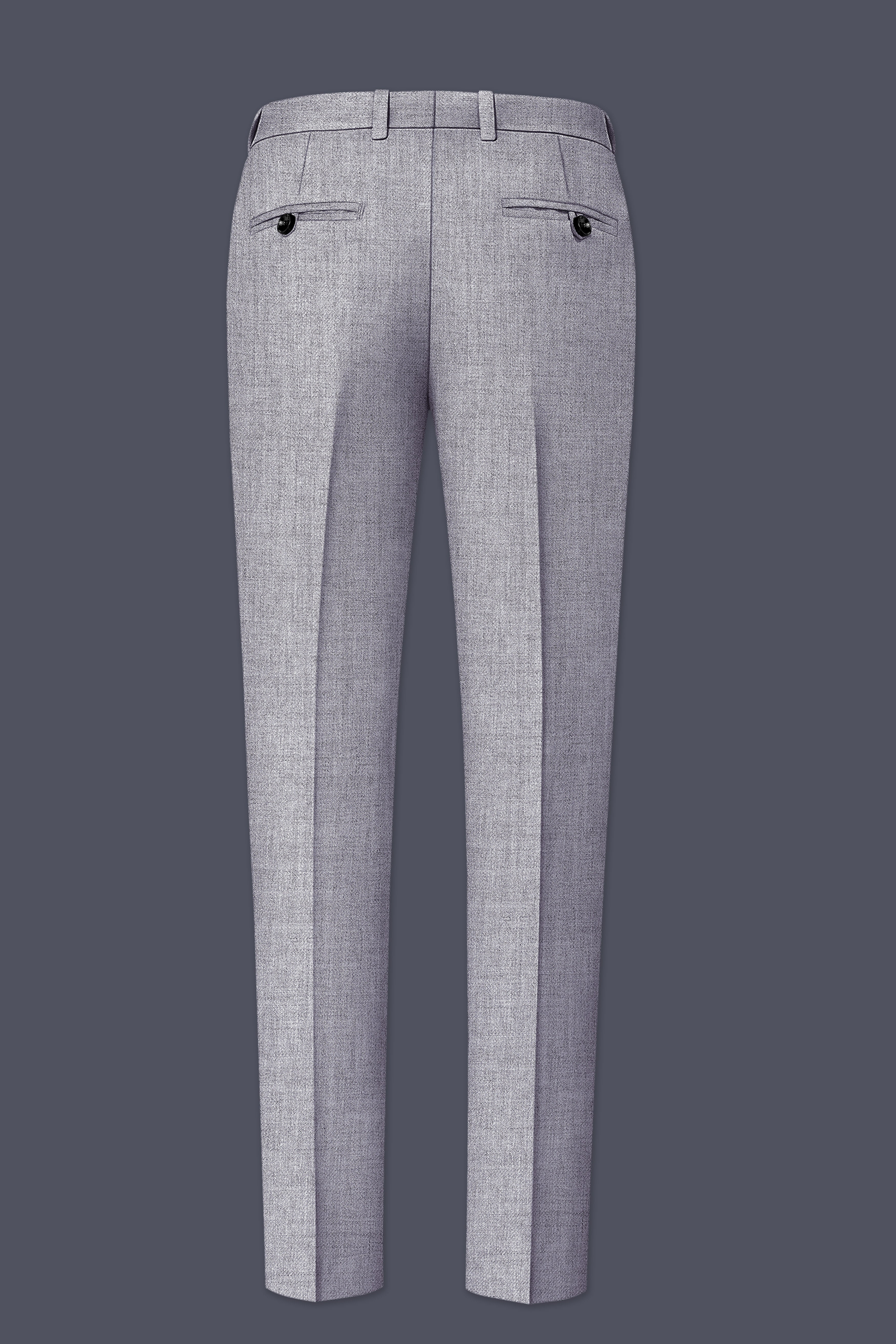 Alpine-Mountain Mist Gray Textured Tweed Single Breasted Trench Coat With Pant