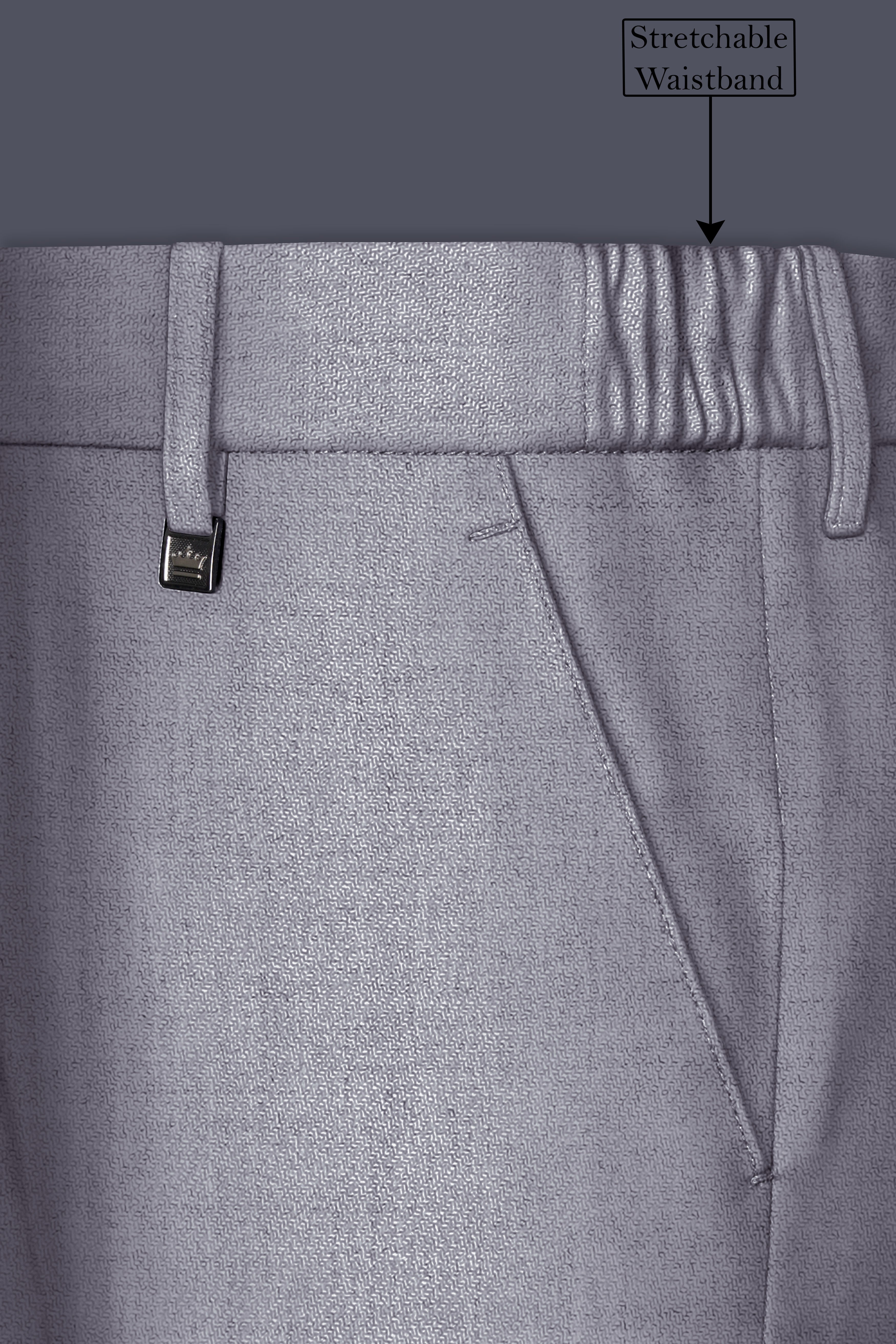 Alpine-Mountain Mist Gray Textured Tweed Single Breasted Trench Coat With Pant