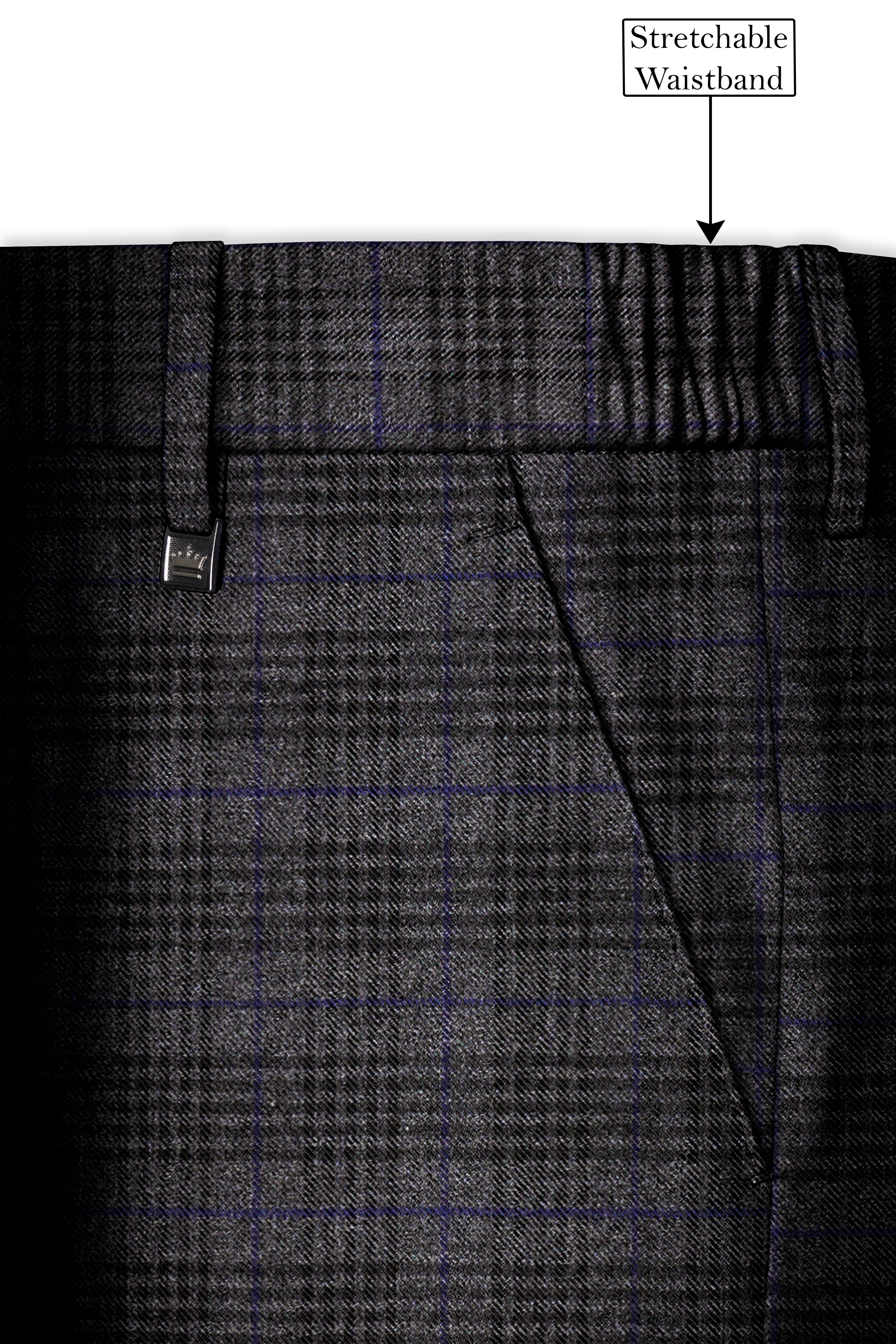 Cinerro-Shark Gray Plaid Tweed Single Breasted Trench Coat With Pant